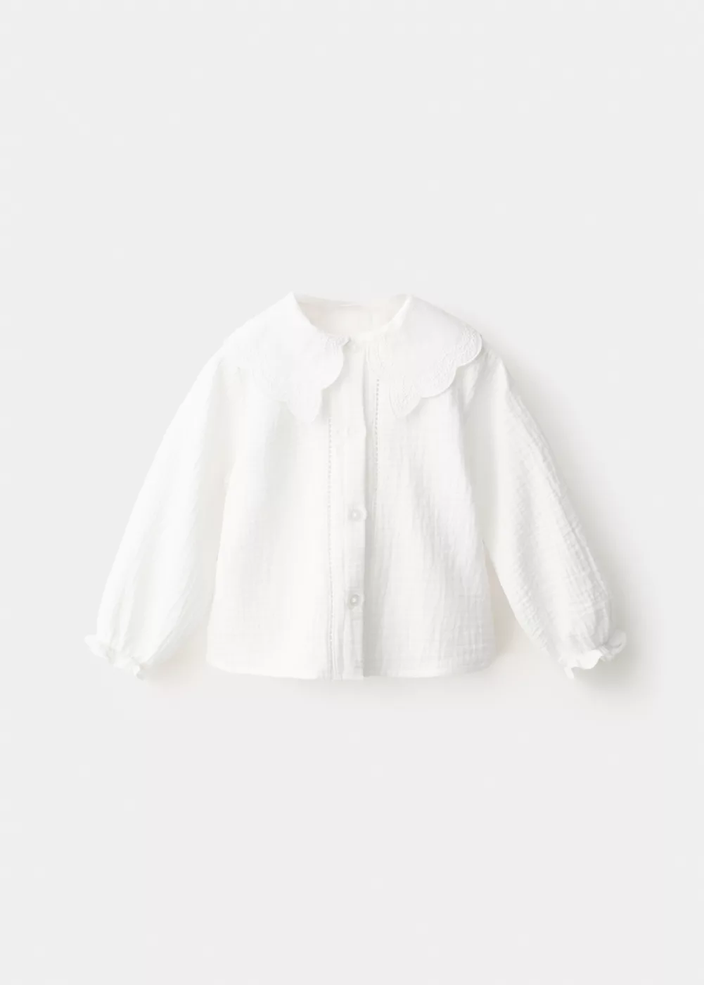 Blouse plissée à col festonné, MANGO BABY