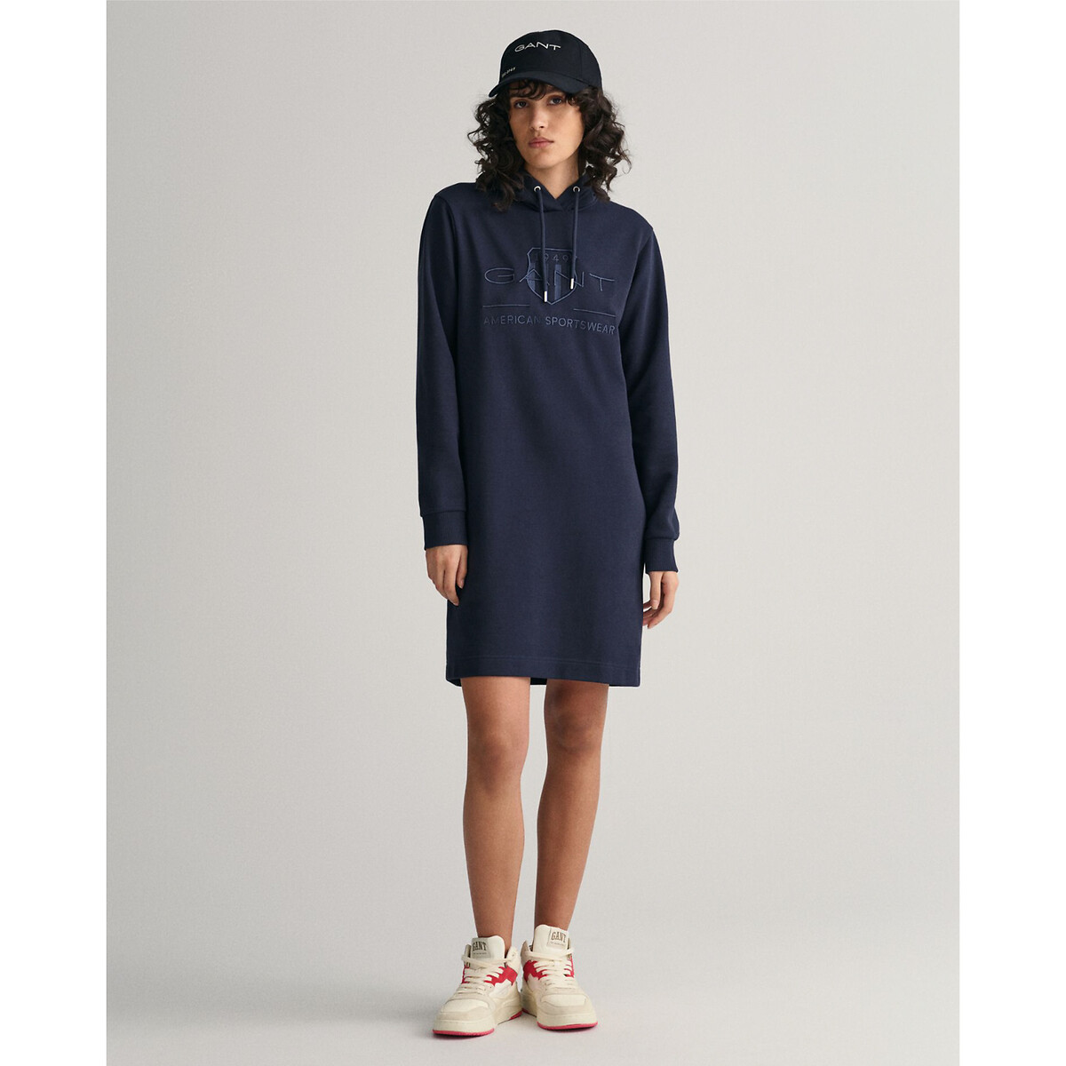 Mini hoodie dress in cotton mix navy Gant La Redoute