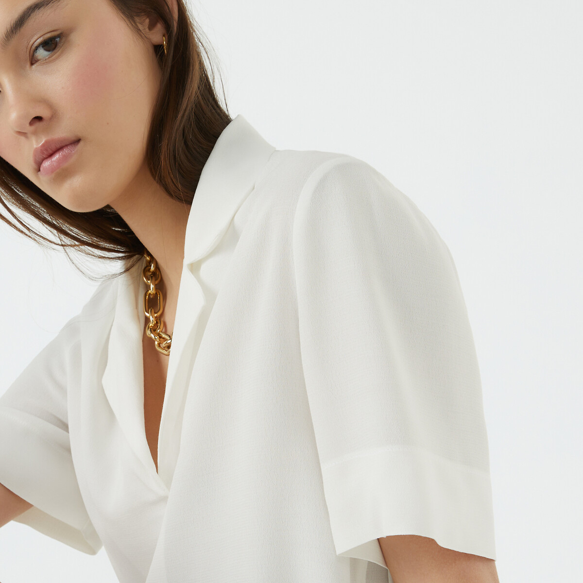 Witte blouse store korte mouw dames