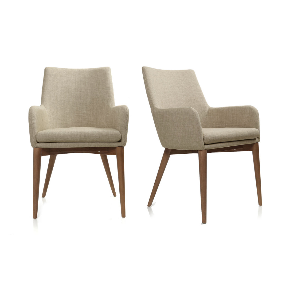 Chaises en tissu beige et bois foncé (lot de 2) SHANA, MILIBOO