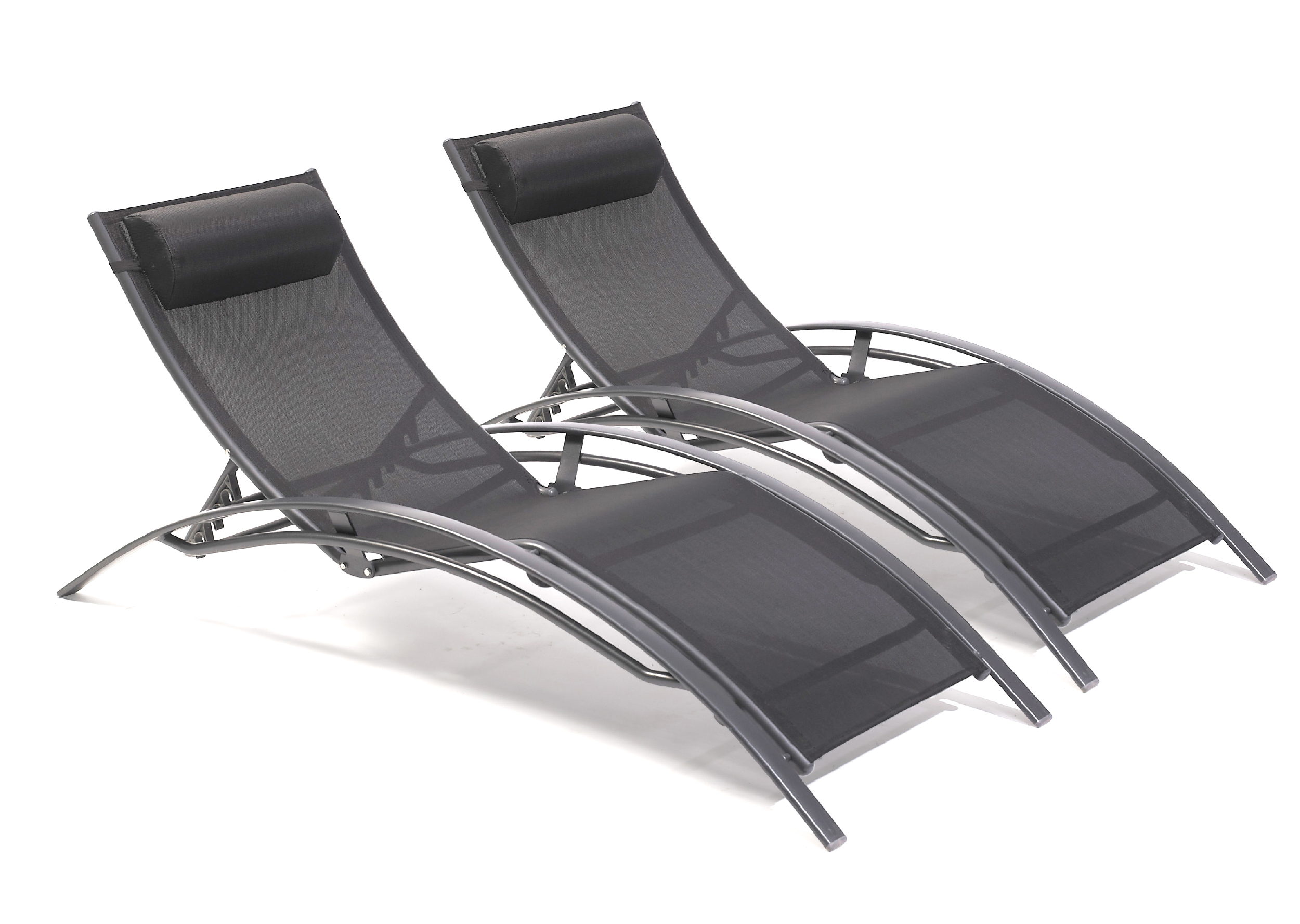 Lot de 2 bains de soleil en aluminium et toile plastifiée CL76, DCB GARDEN
