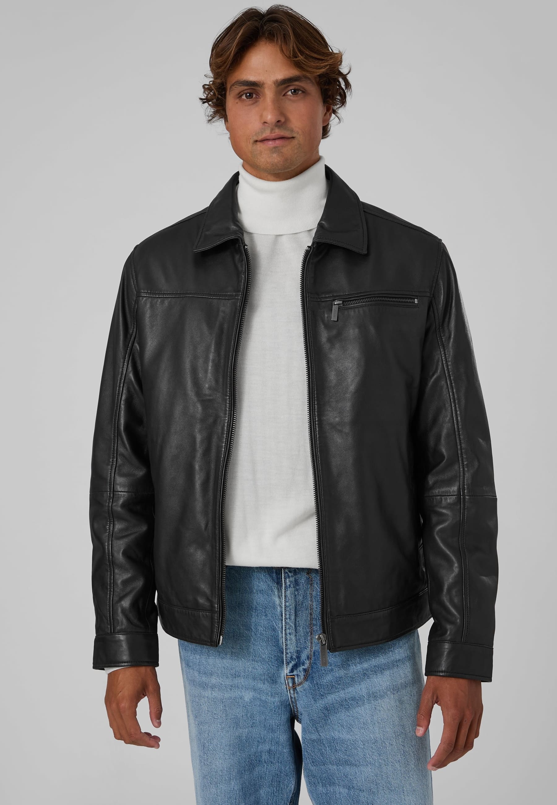 Veste D'aviateur En Cuir, GUESS