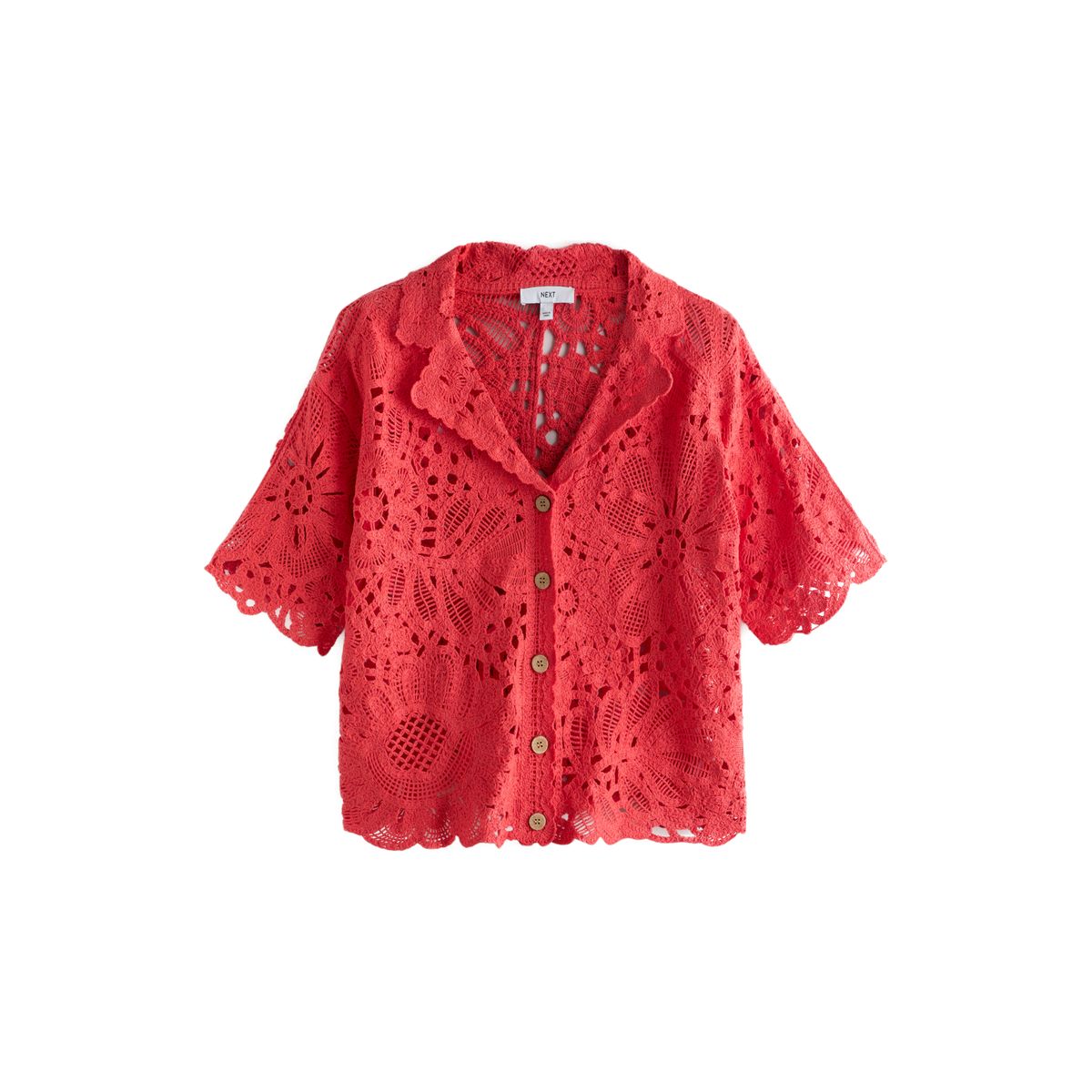 Chemise en crochet à manches courtes avec col, NEXT