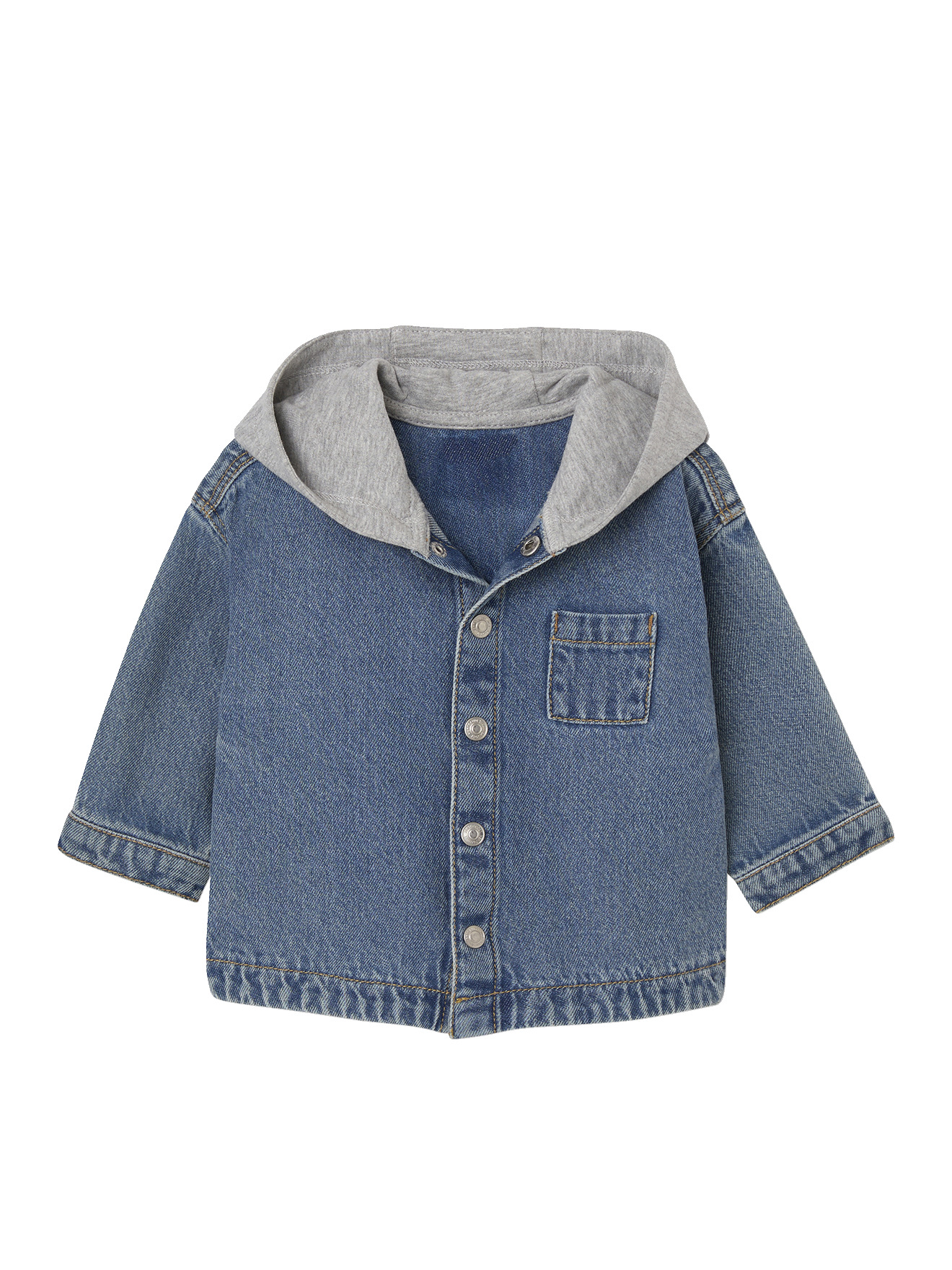Chemise bébé en denim avec capuche, VERTBAUDET