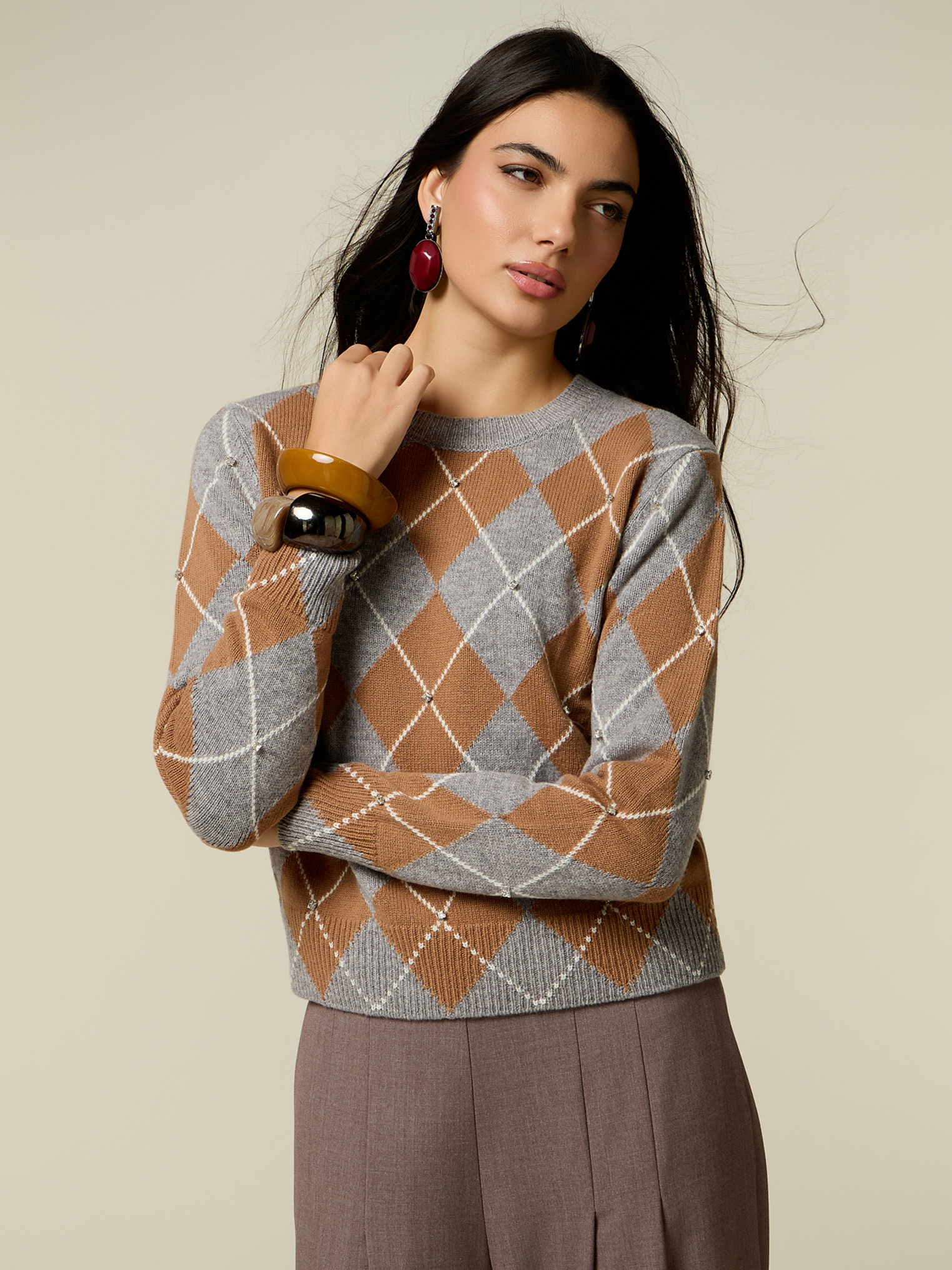 Pull en maille motif argyle, OLTRE