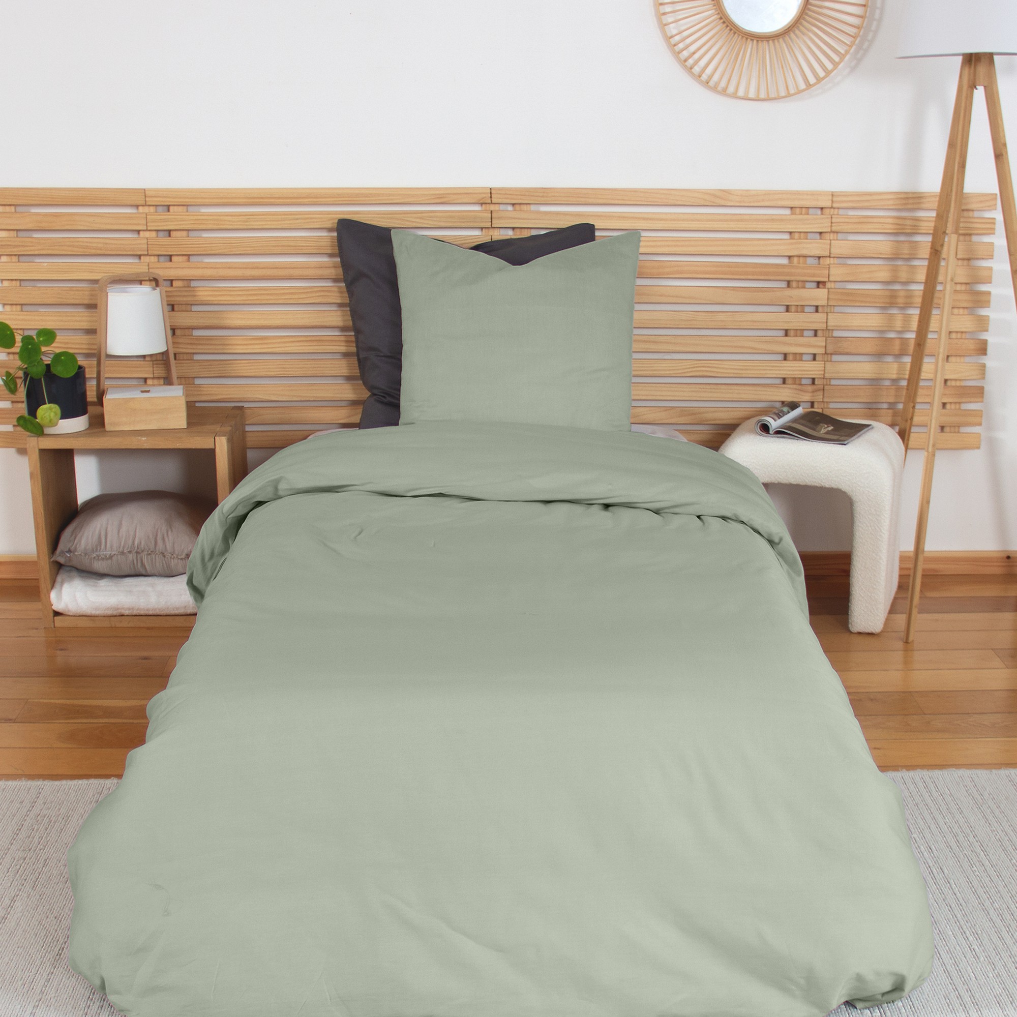 Parure de lit - housse de couette avec taies en percale de coton, EDEN