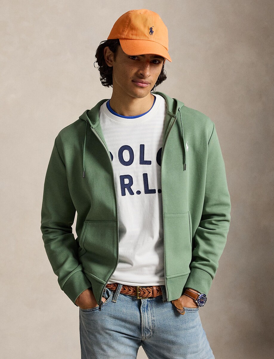 Sweat zippé à capuche, en maille double, POLO RALPH LAUREN