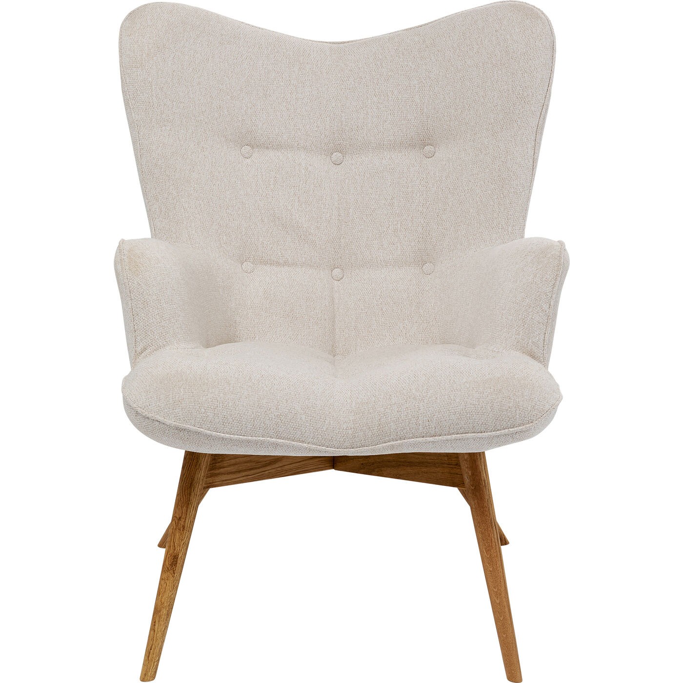 Fauteuil capitonné en polyester et chêne, VICKY, KARE DESIGN