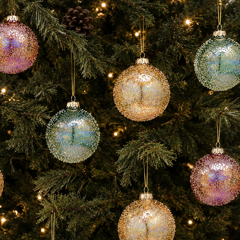 Set of 6 Multicolour Baubles, SO'HOME