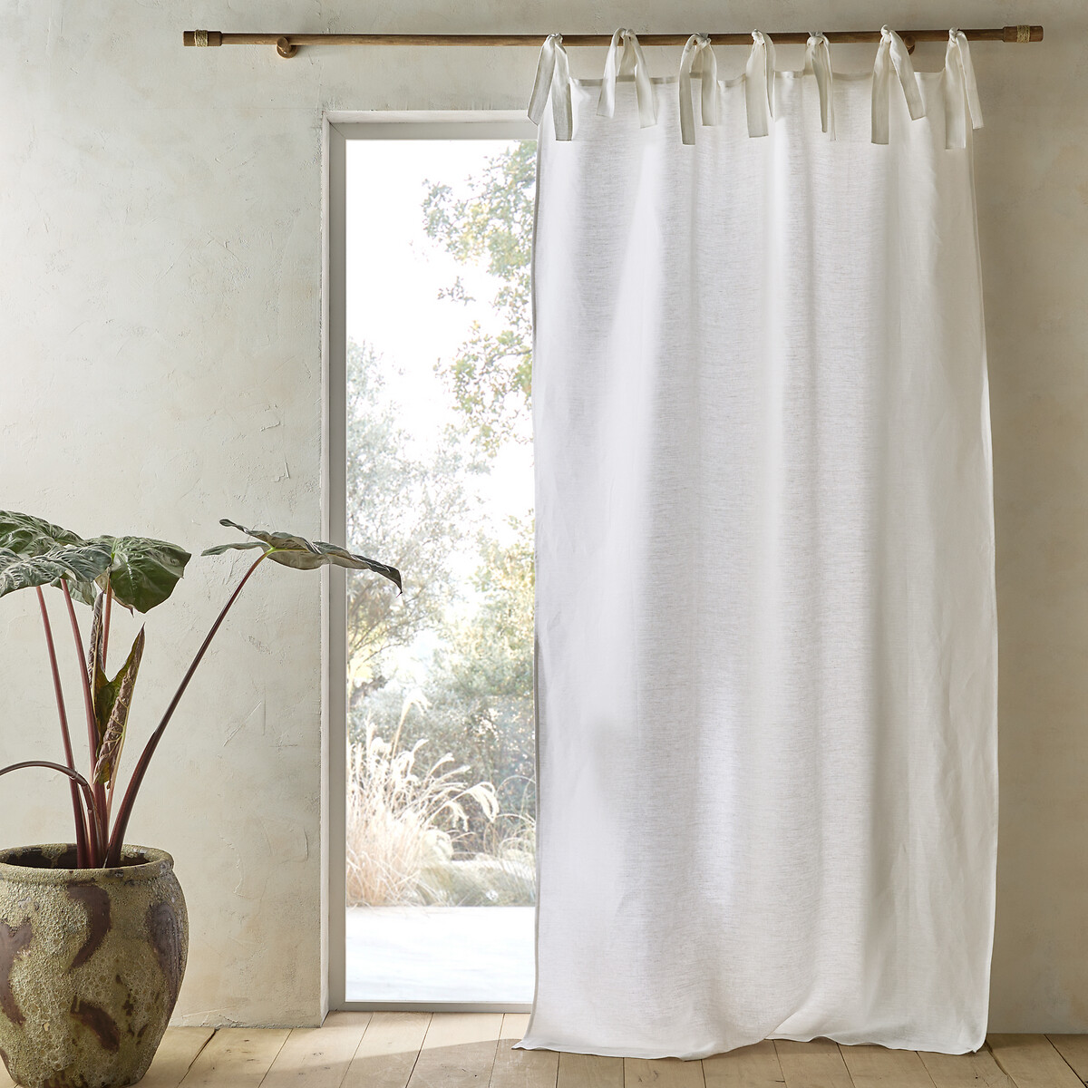 Colin Linen Lined Curtain with Ties
