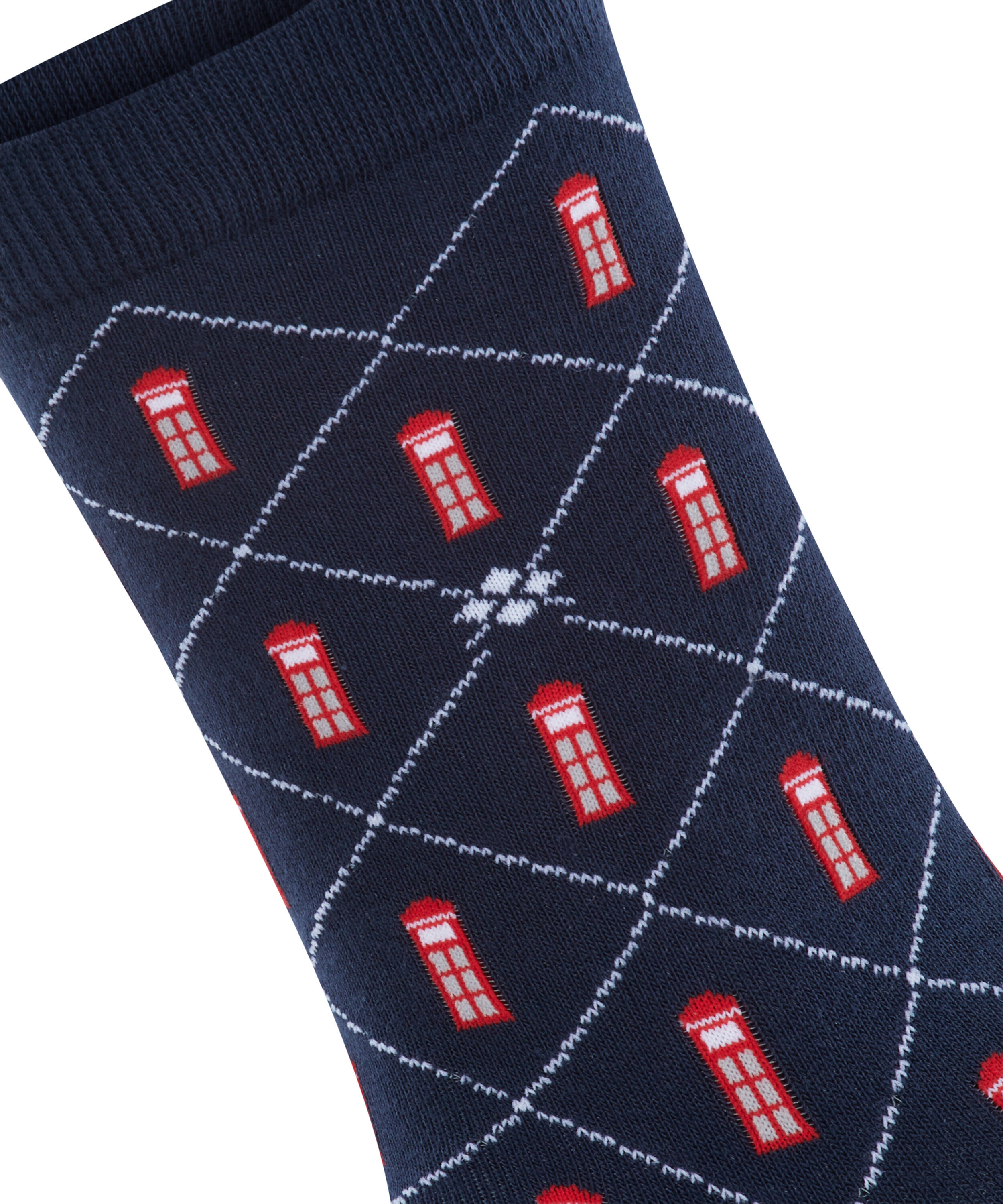 Chaussettes Femmes Burlington Phone Booth - Motif Cabine Téléphone Et Losanges, Coton Biologique - 5