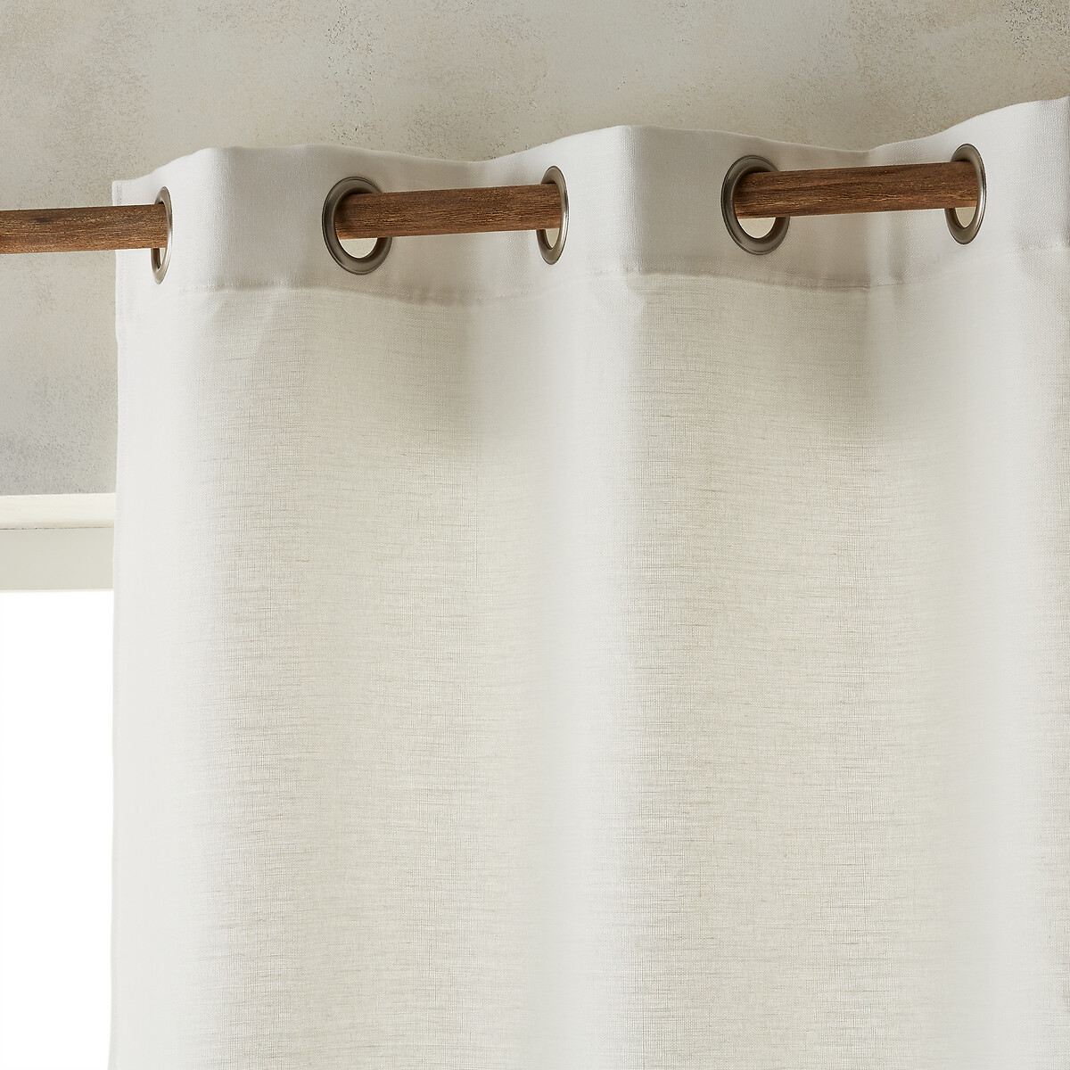 Tende con occhielli in lino semi-trasparente di alta qualità per camera da letto/soggiorno - 52 x 84 - Bianco puro, set da 2 | Leroy Merlin
