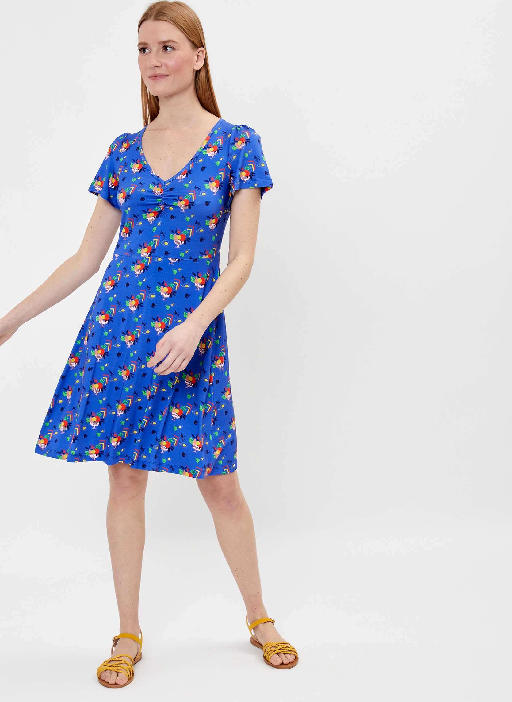 Robe imprimée fluide col V Ecovero LORENE, PRINCESSE NOMADE