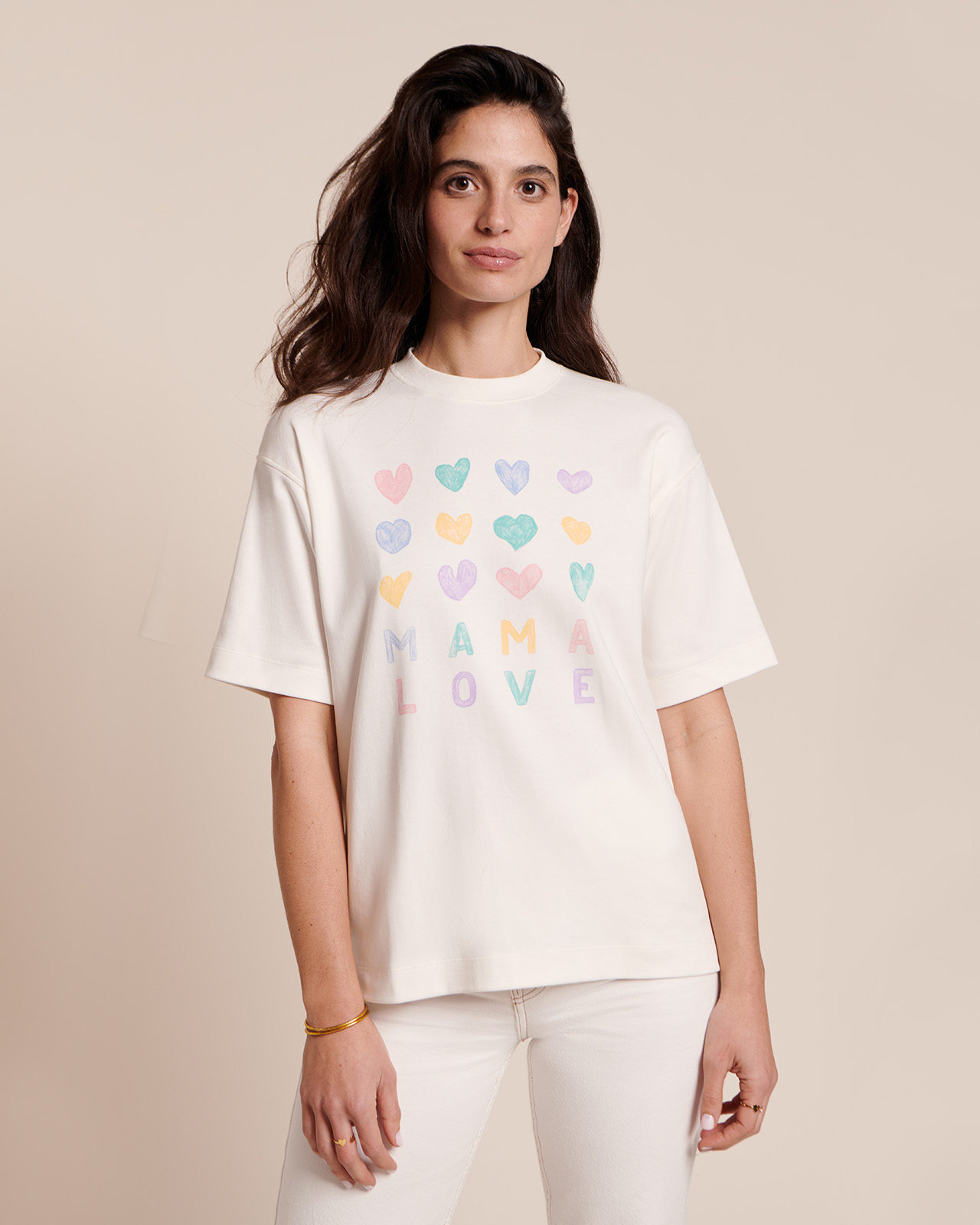 T-shirt imprimé en coton bio, MULTICŒURS, EMOI EMOI