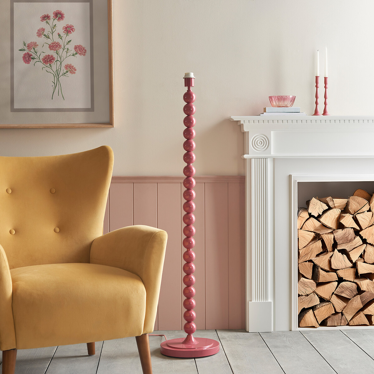 Hazel Bobbled Floor Lamp in Pink Gloss Finish, ÉDITÉ