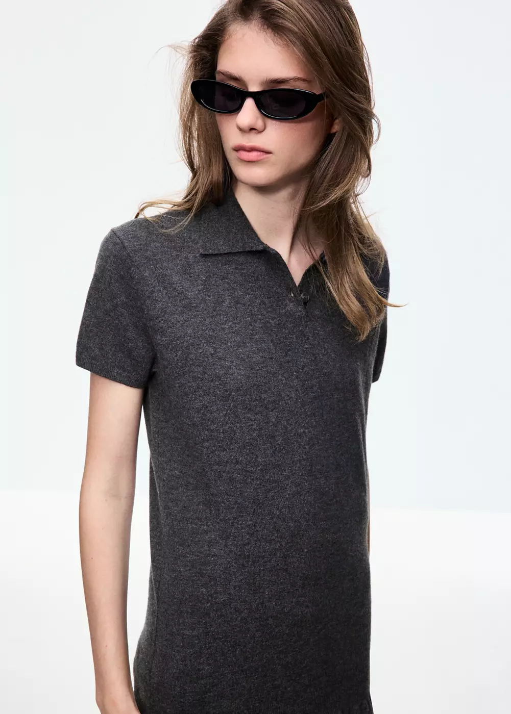 Robe maille col polo, MANGO