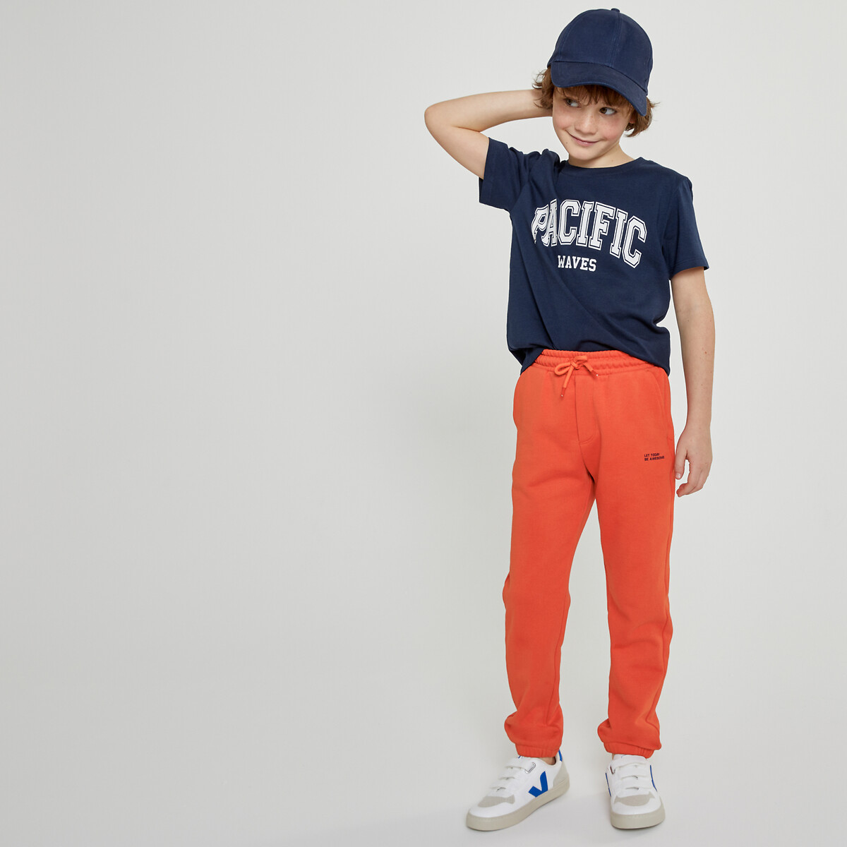 Slogan print cotton joggers red La Redoute Collections La Redoute