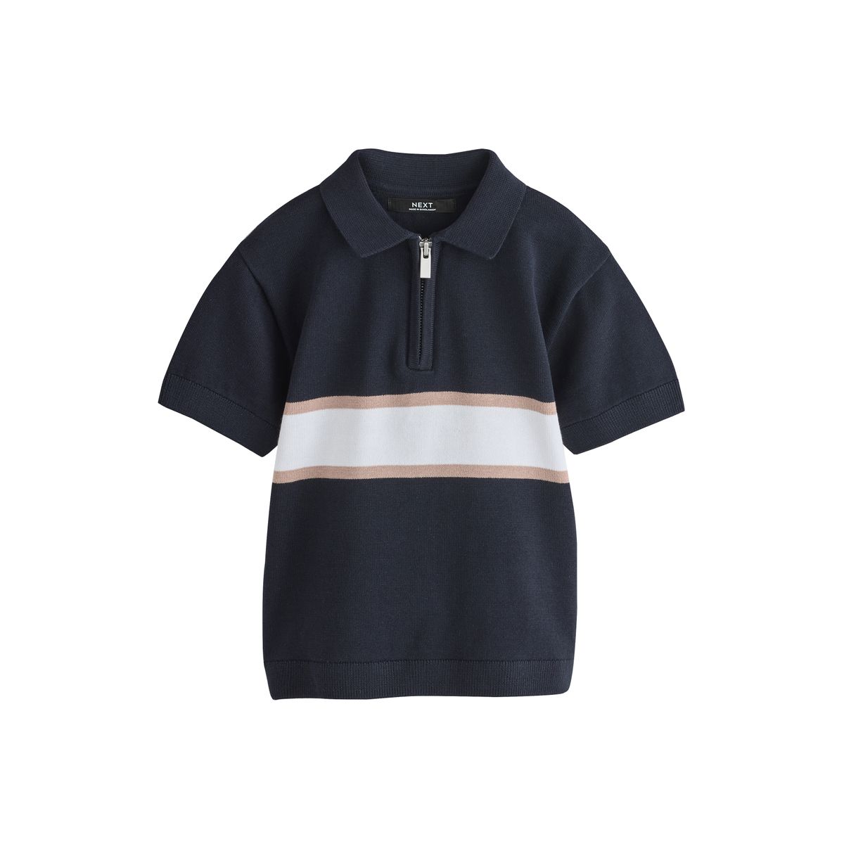 Polo en maille à col zippé, NEXT