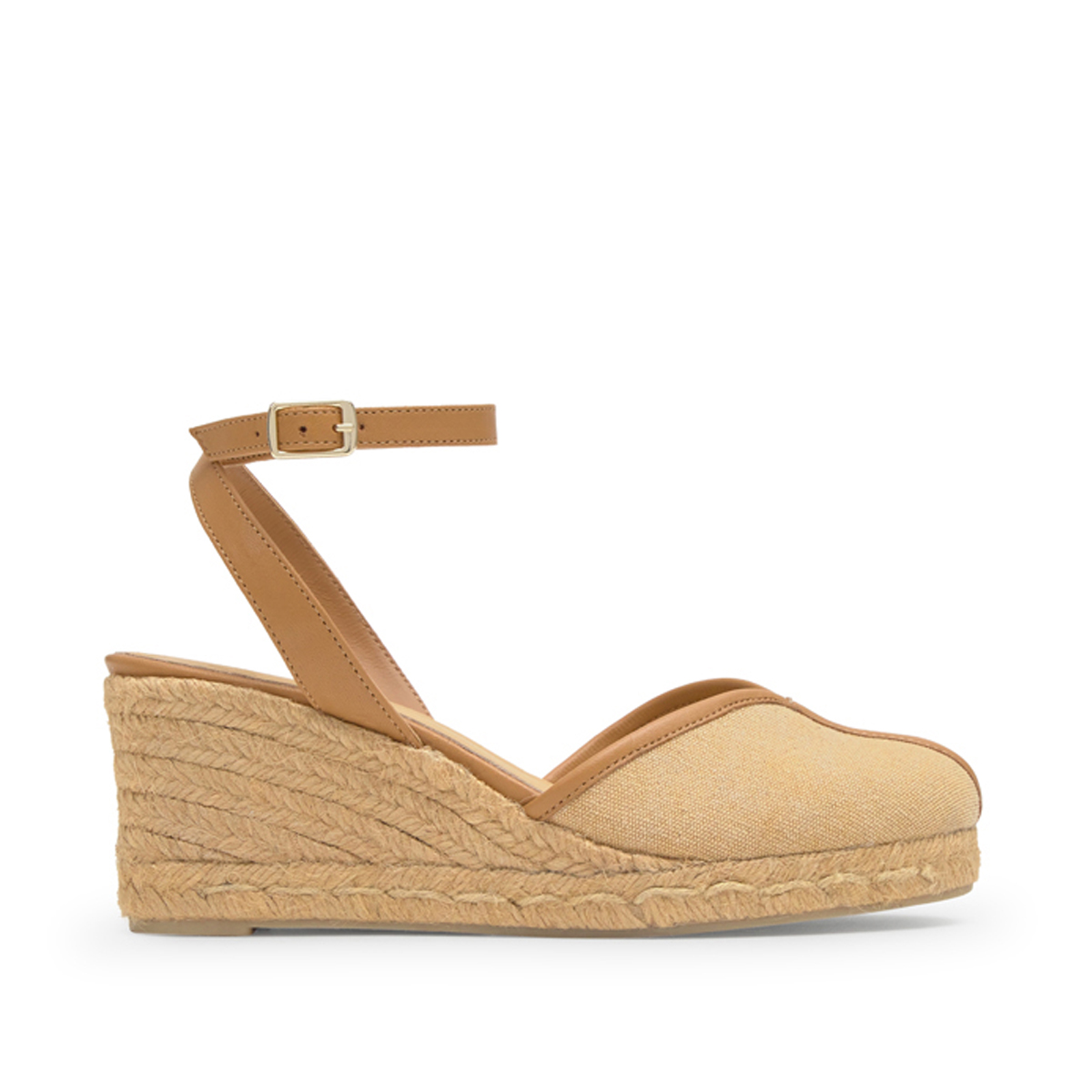 Espadrilles compensées bimatière coton bio et cuir à bride CECILIA C PLATFORM, CASTANER