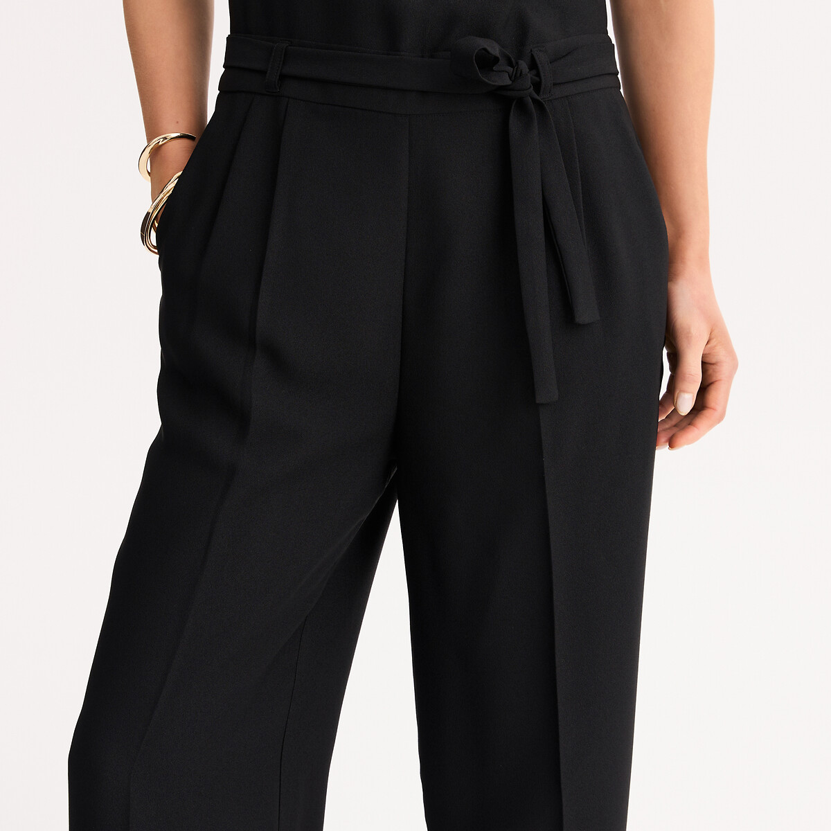 Combinaison Femme Noire En Crêpe Polyester - Taille 42/44, Manches 3/4, Occasion En Super état