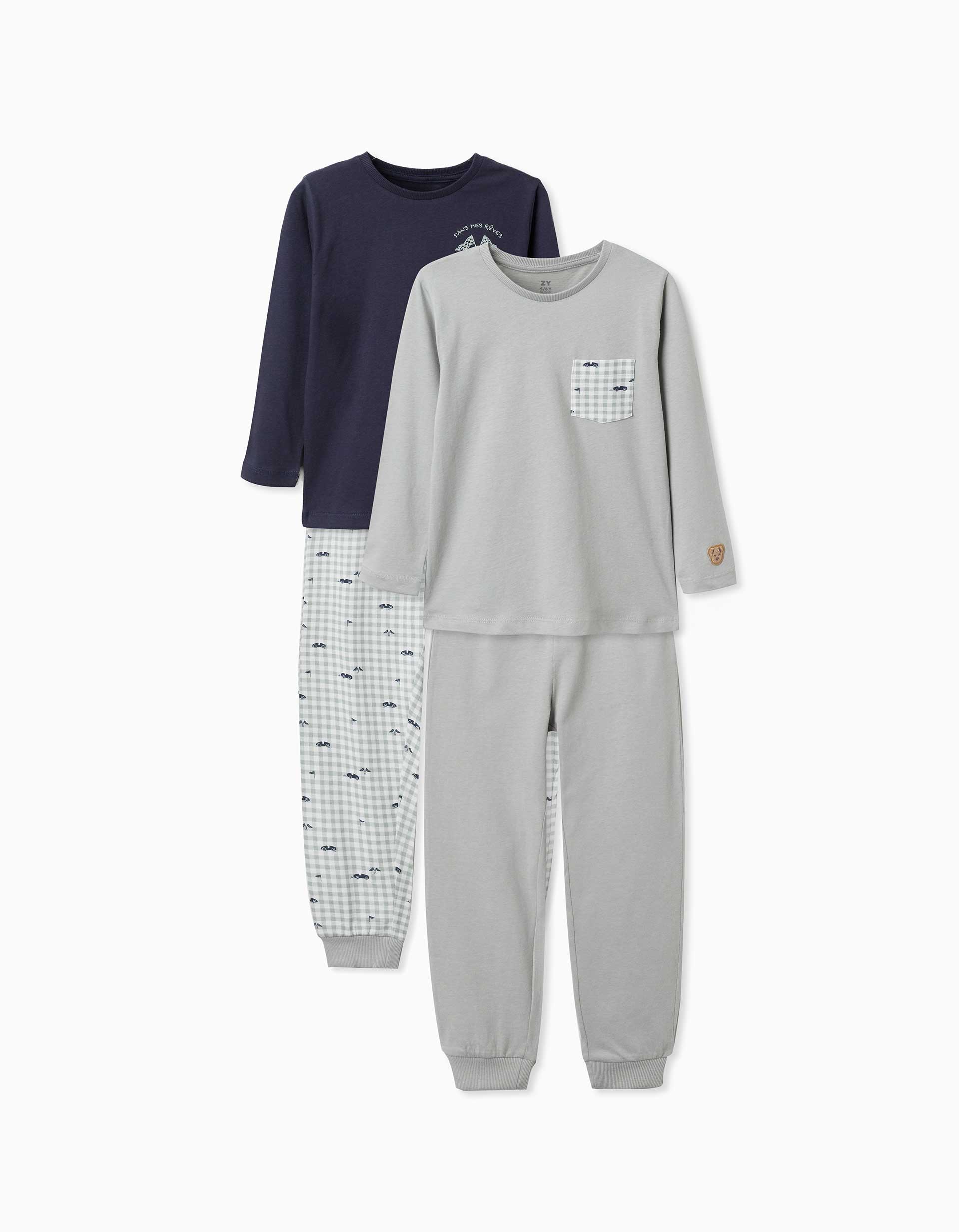 Lot de 2 pyjamas longs en coton avec imprimés voitures, ZIPPY