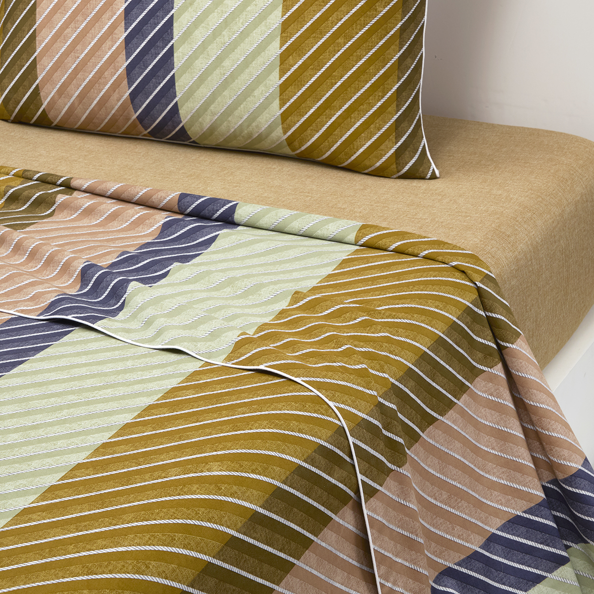 Drap plat en satin de coton lavé multicouleurs, SPENCER, DESFORGES