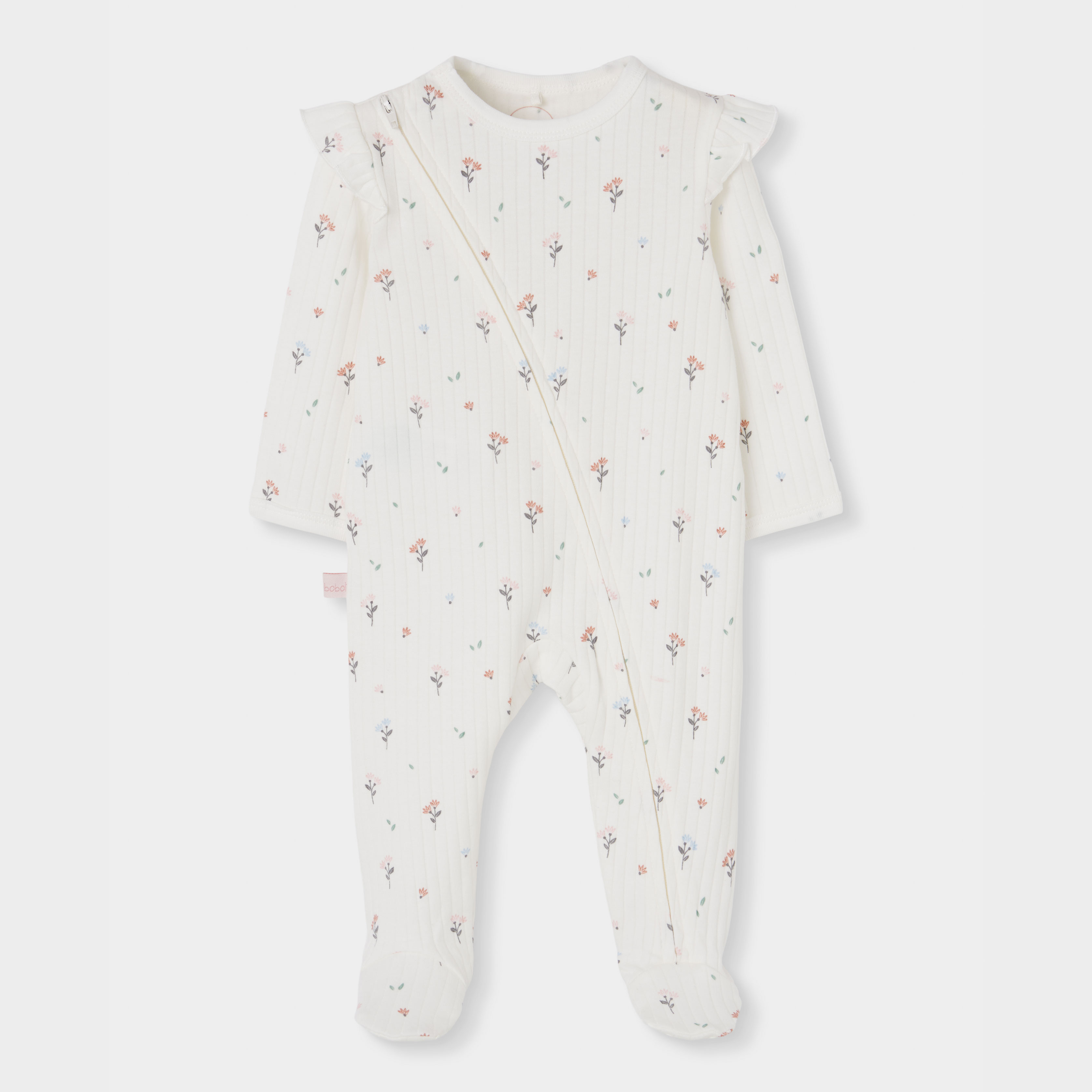 Pyjama bébé imprimé fleurs avec volants, BOBOLI