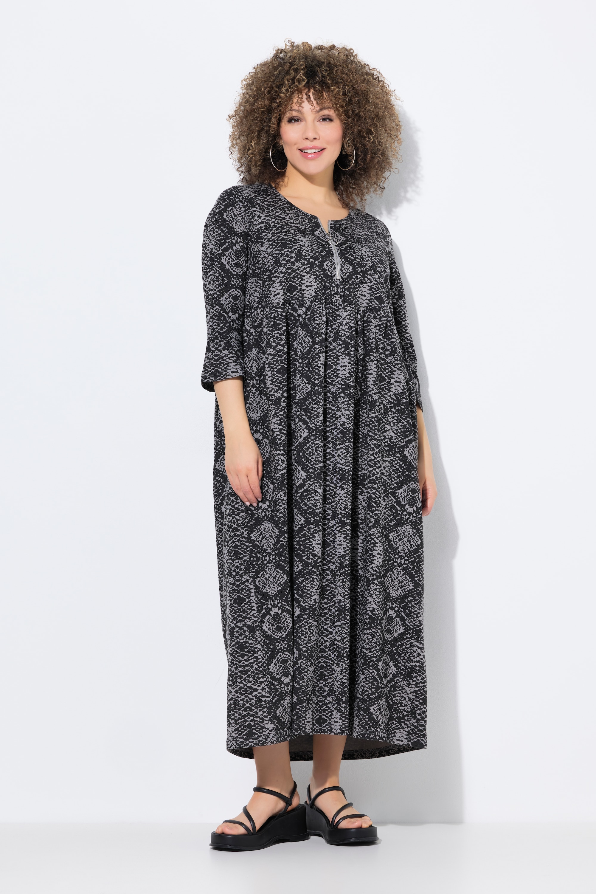 Robe midi en jersey, manches 3/4, ULLA POPKEN