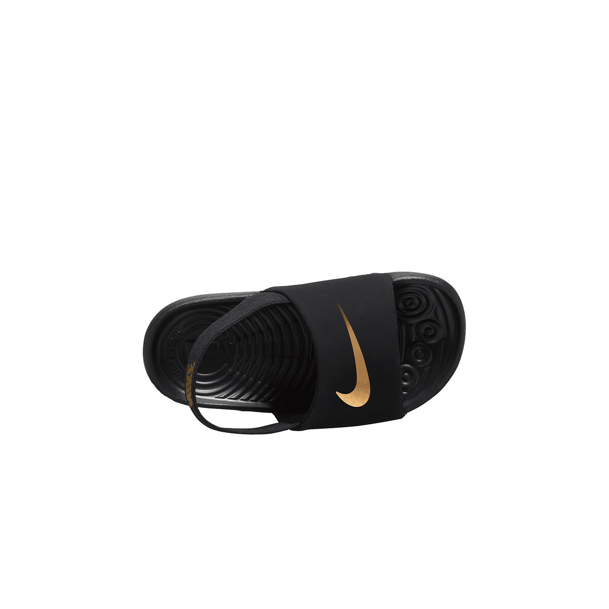 Nike kawa black hotsell and gold sliders