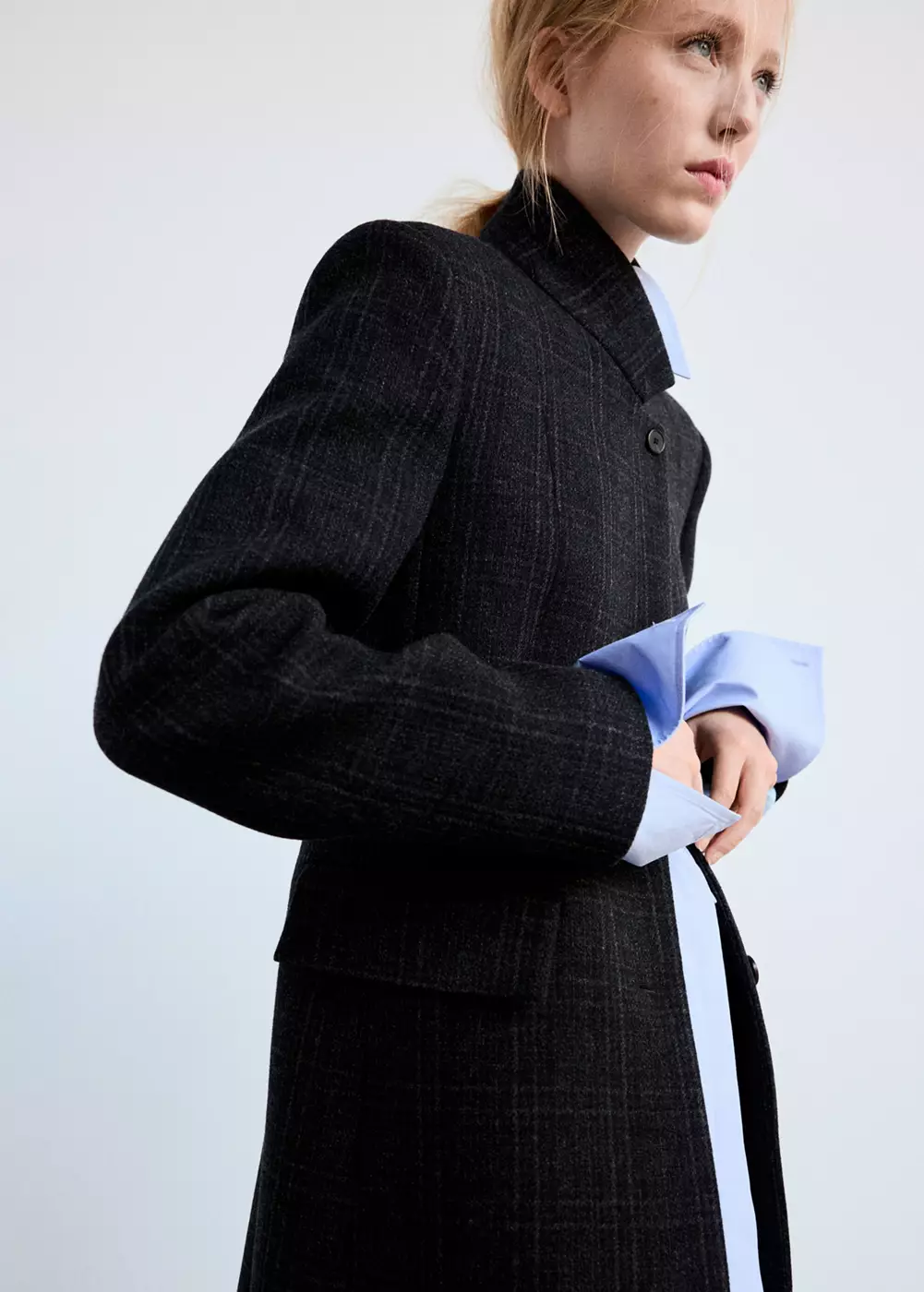 Manteau en laine Manteco à carreaux, MANGO
