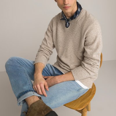 Пуловер из овечьей шерсти с круглым вырезом, изготовленный в Европе LA REDOUTE COLLECTIONS