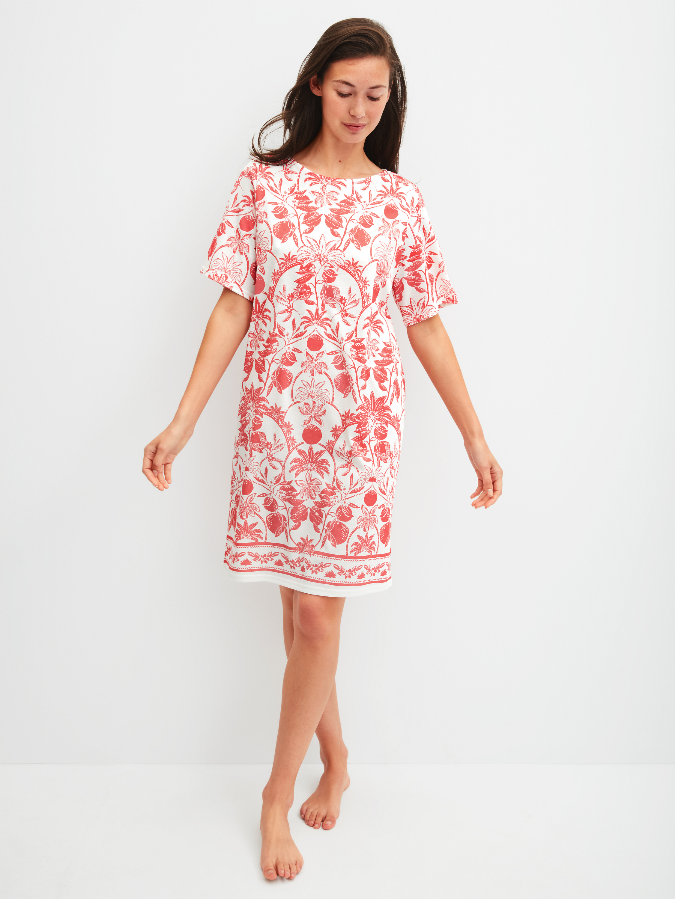 Chemise de nuit à manches courtes, longueur 95 cm manches courtes Coton FAVOURITES BEACH, CALIDA