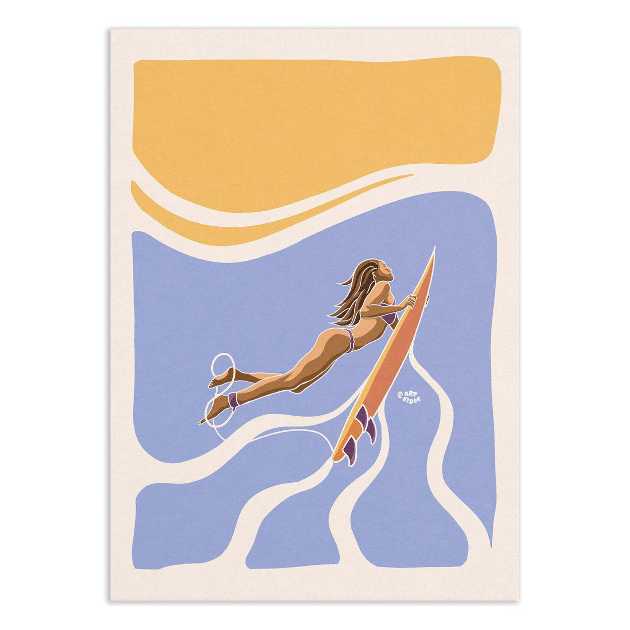 Affiche d'art - Duckdiving surfgirl - Art Rider, WALL EDITIONS