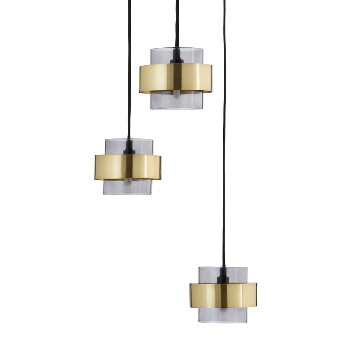 Botello Smoked Glass & Brass Cluster Ceiling Light