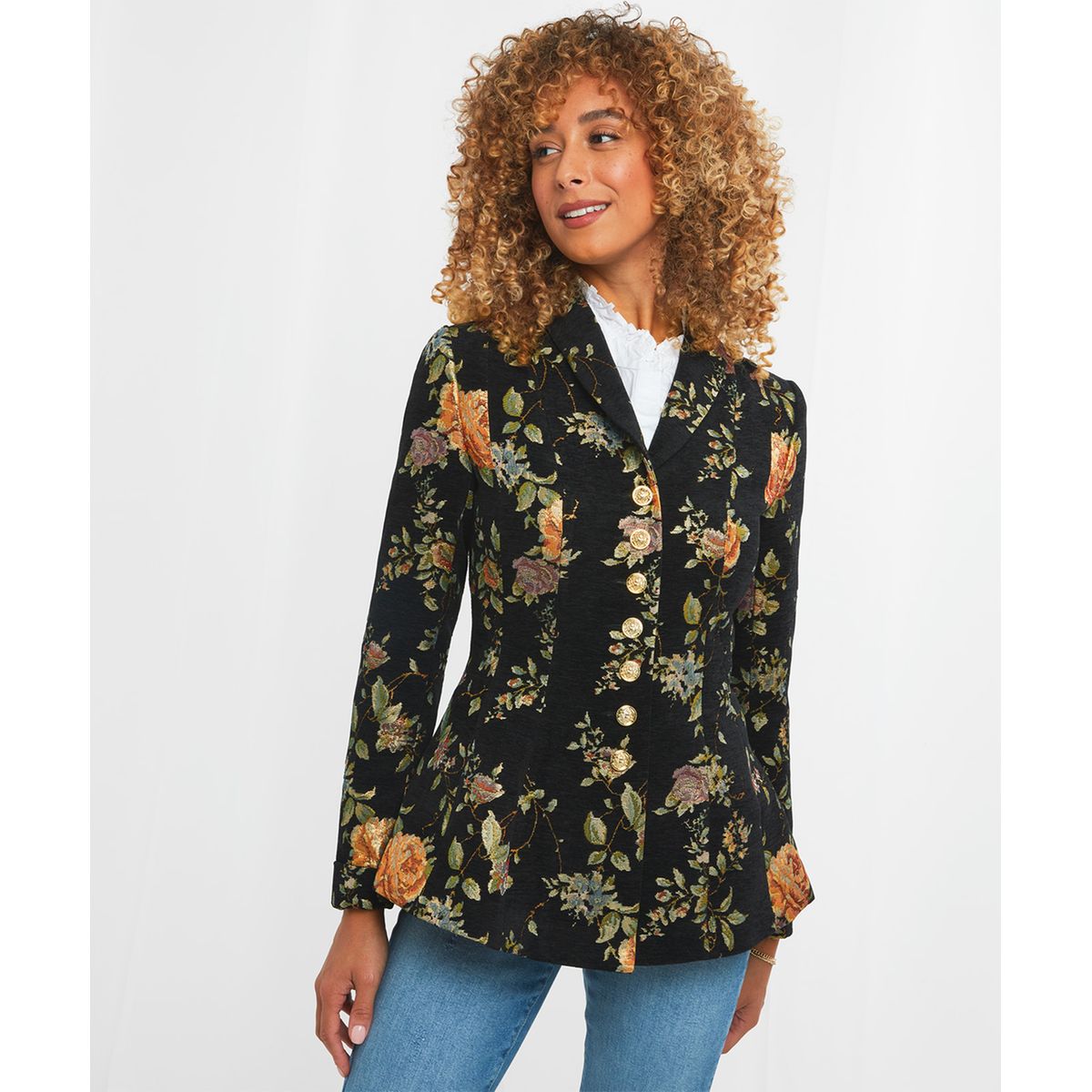 Veste noire fleurie femme clearance