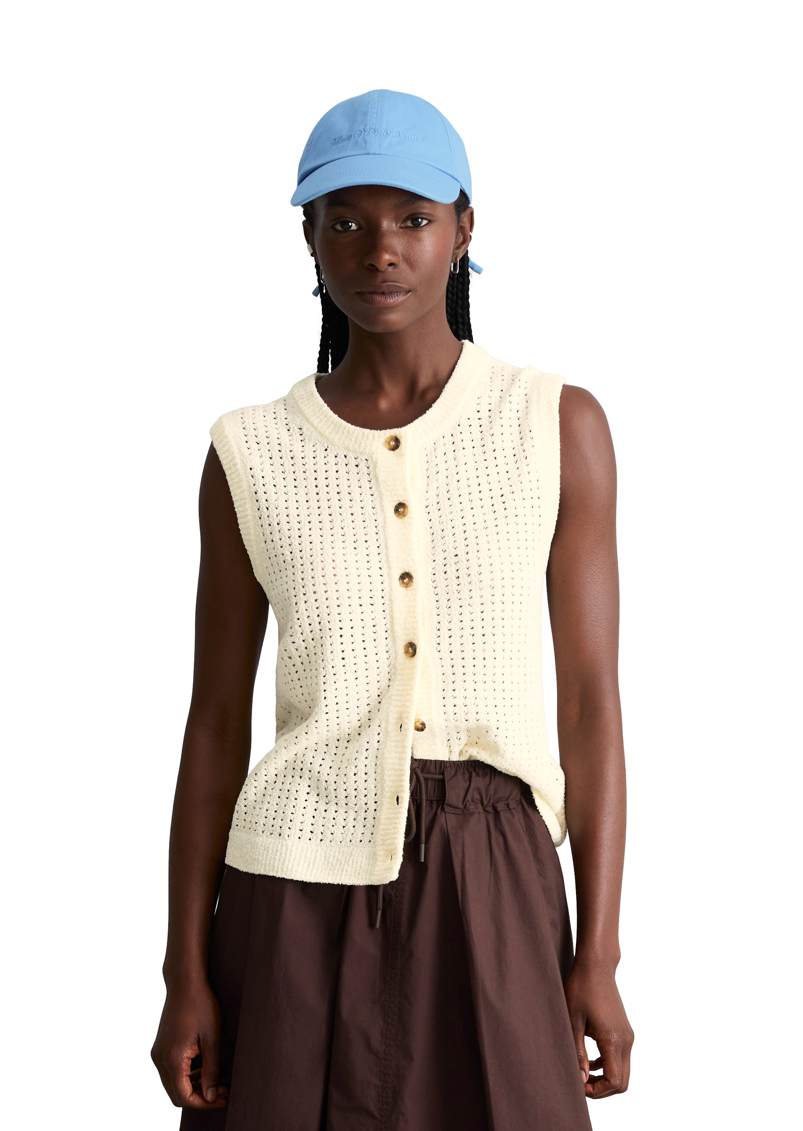 Cardigan sans manches slim en doux mélange de coton organique, MARC O’POLO DENIM