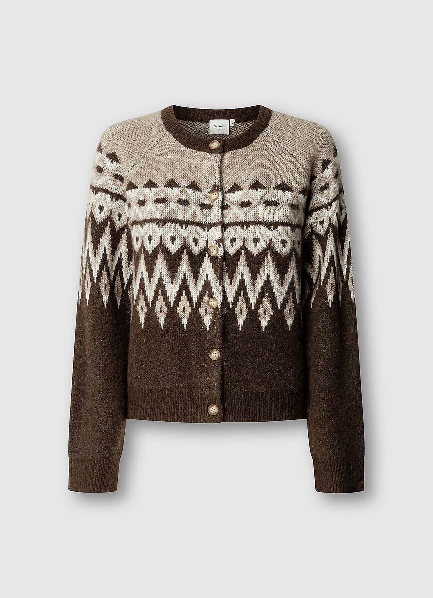 Gilet girocollo, motivo jacquard, PEPE JEANS