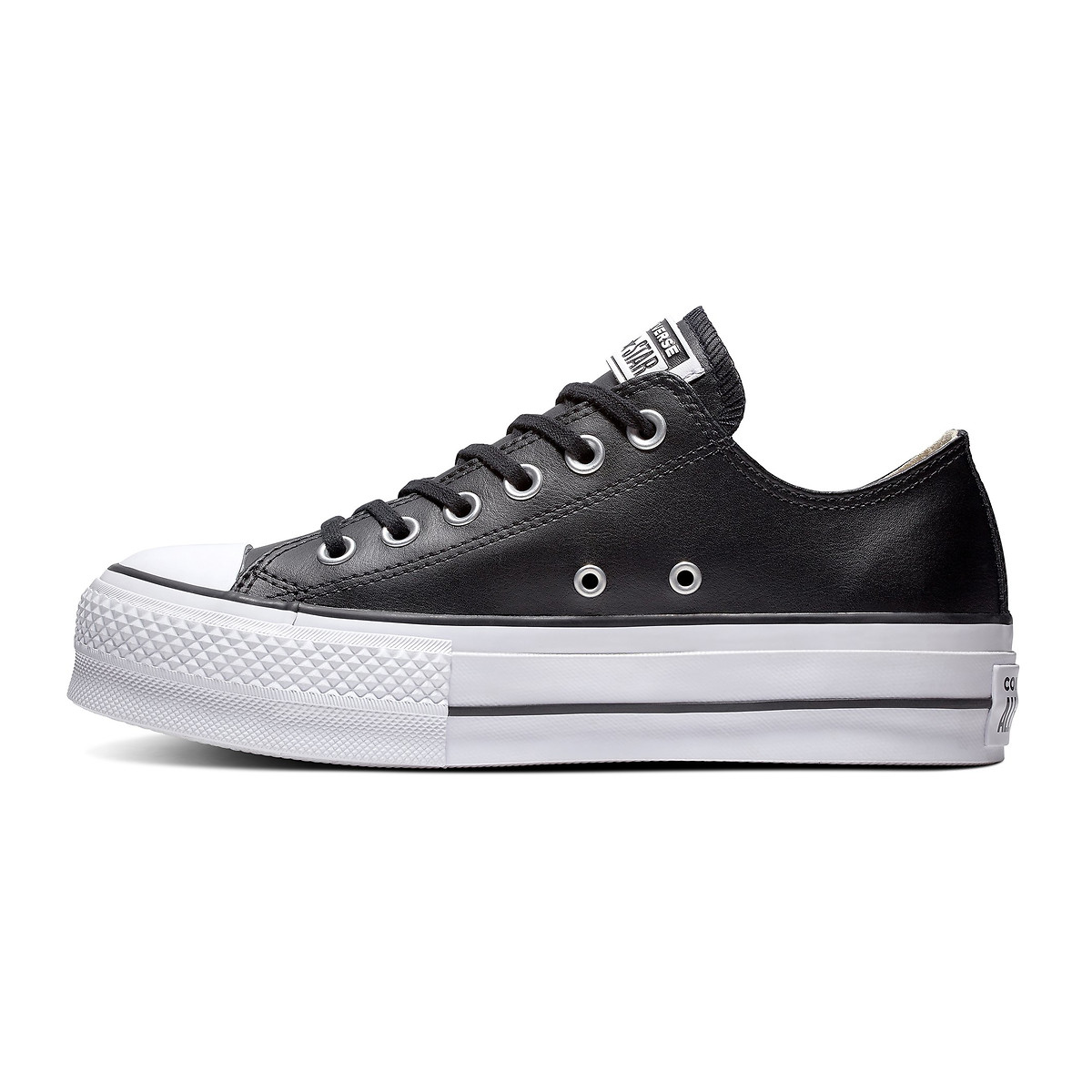 Converse chuck taylor all star lift ripple ox trainers in black top
