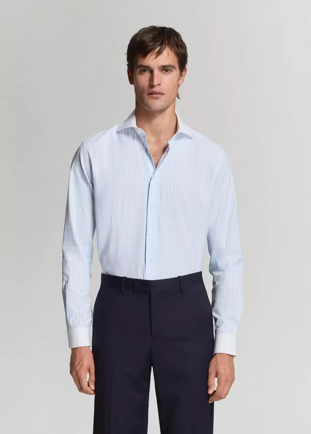 Chemise costume slim-fit 100 % coton à rayures, MANGO MAN