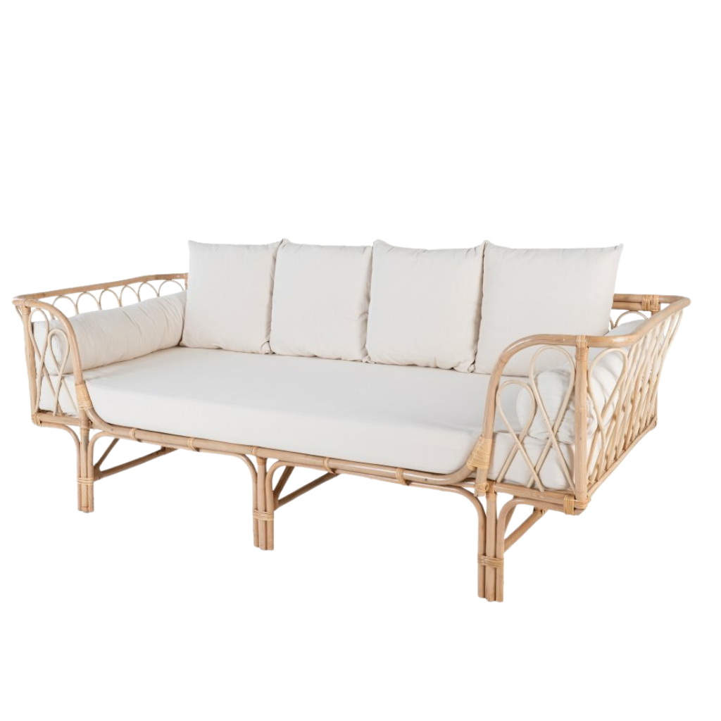 Banquette en rotin avec coussins TAHITI, HYDILE