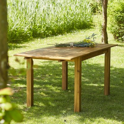 Table de jardin en acacia extensible 6 places HANOÏ BOIS DESSUS BOIS DESSOUS