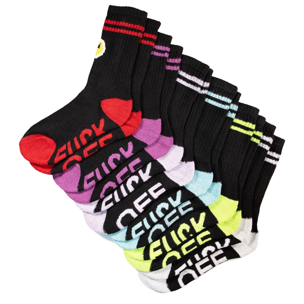 Lot de 6 paires de chaussettes motif/style texte FUCK OFF, FLOSO