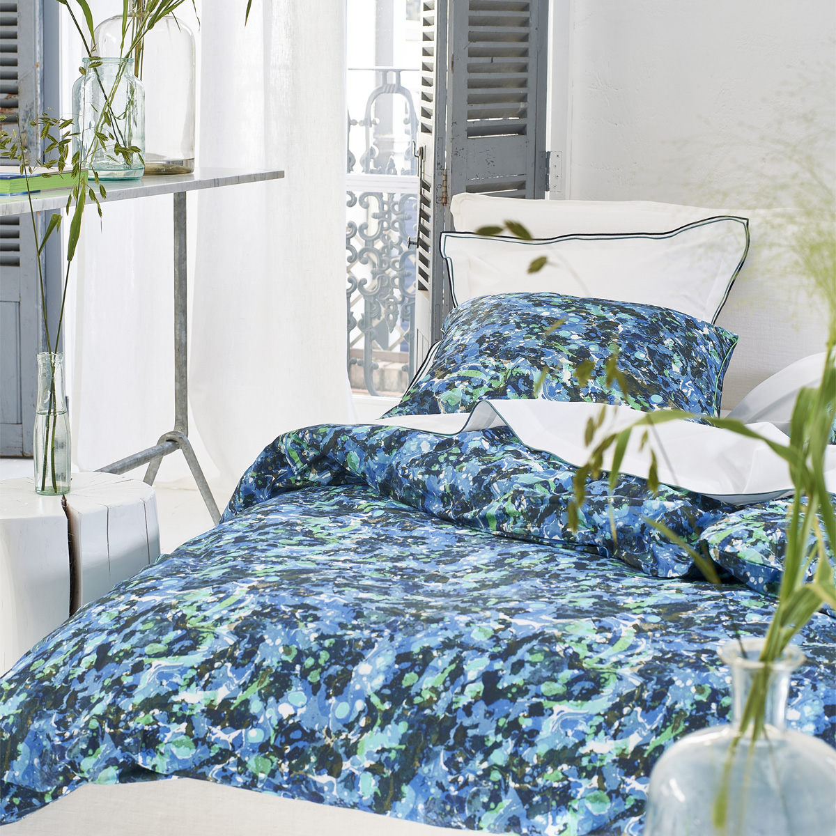 Housse de couette imprimée en percale de coton, DELAHAYE, DESIGNERS GUILD