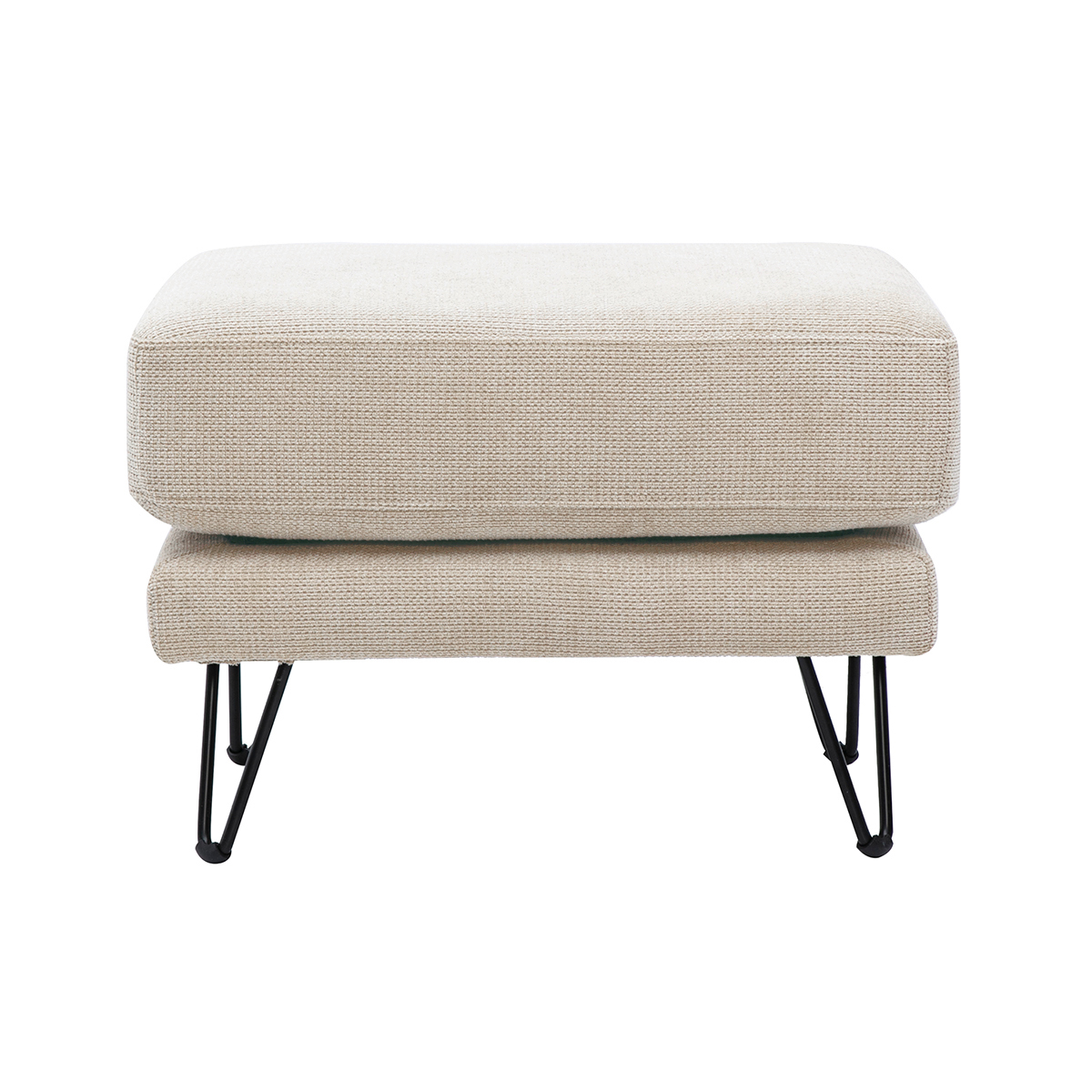 Pouf repose-pieds en tissu effet velours vert kaki et métal OSLO, MILIBOO