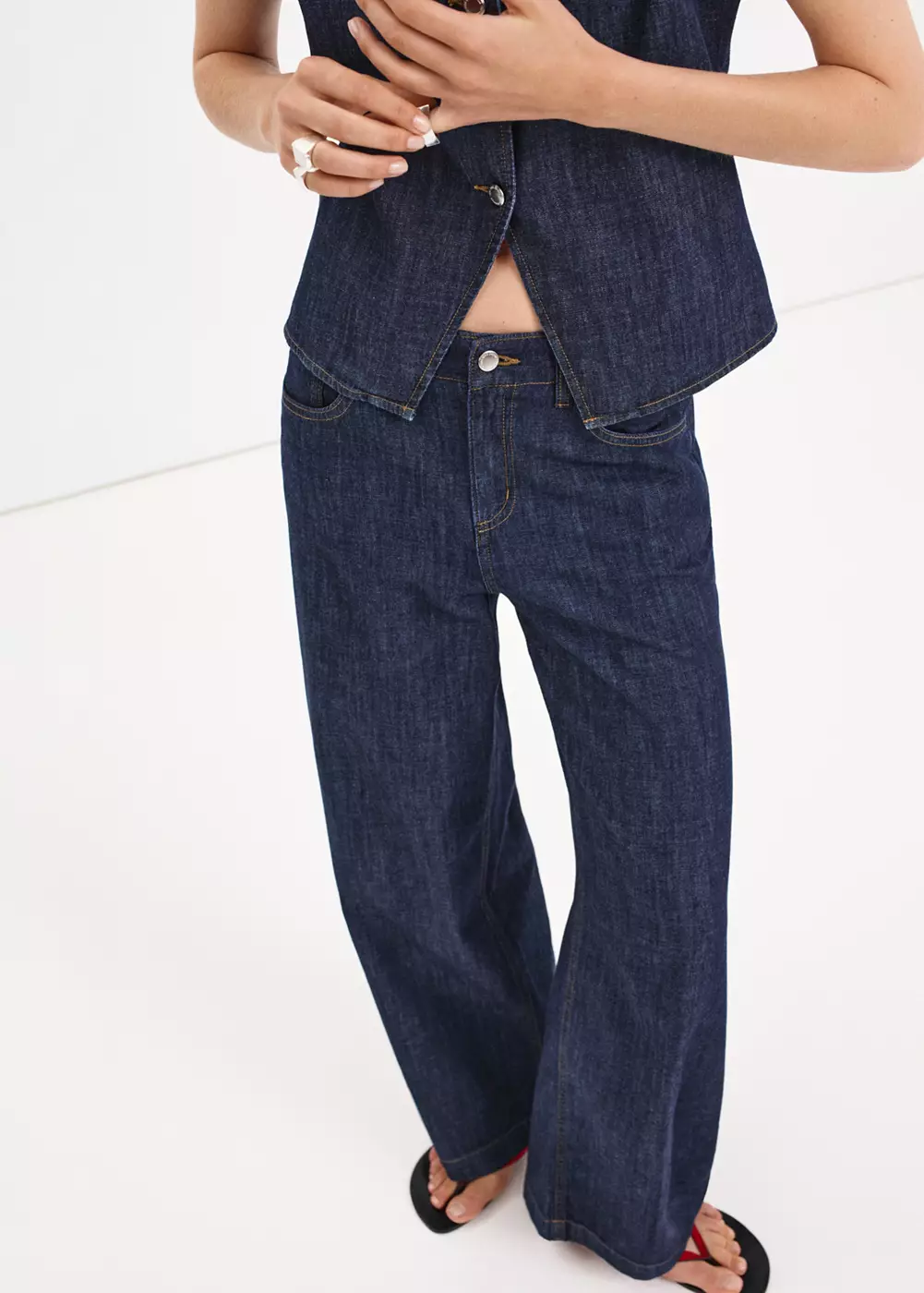 jean wide leg effet délavé, MANGO