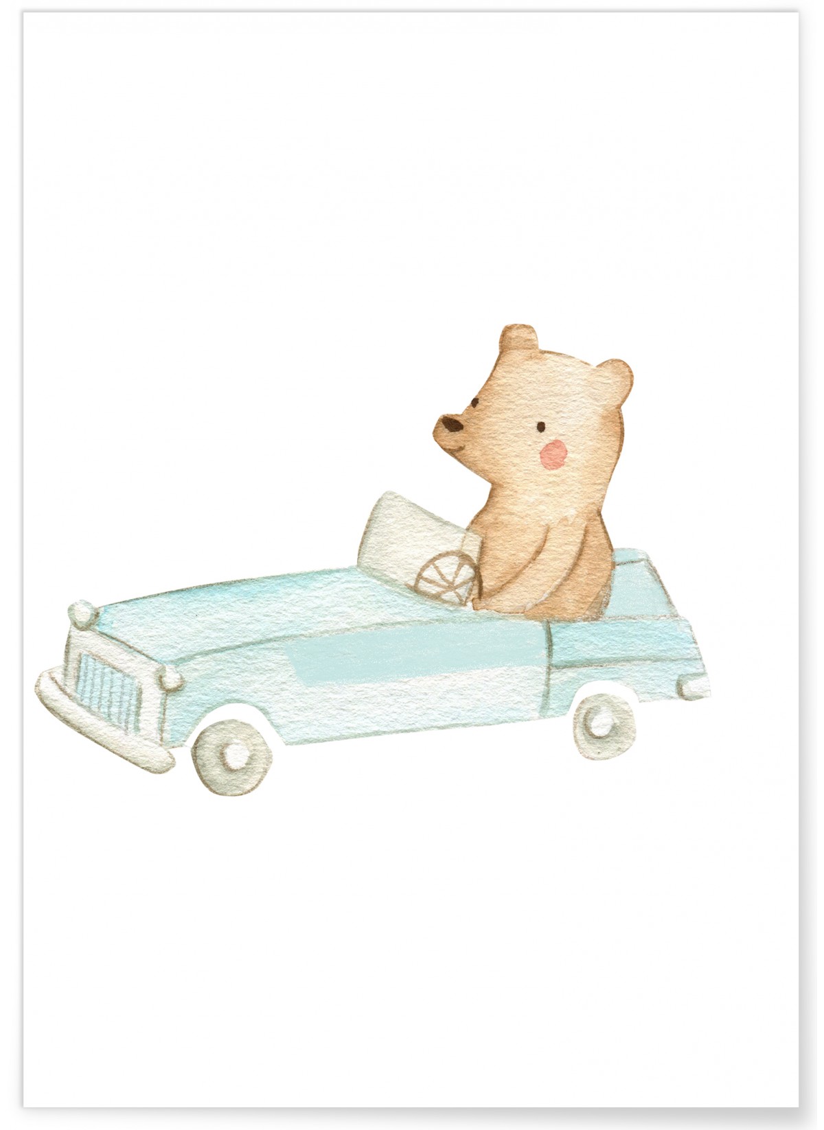 Affiche Enfant Ours Voiture, L'AFFICHERIE