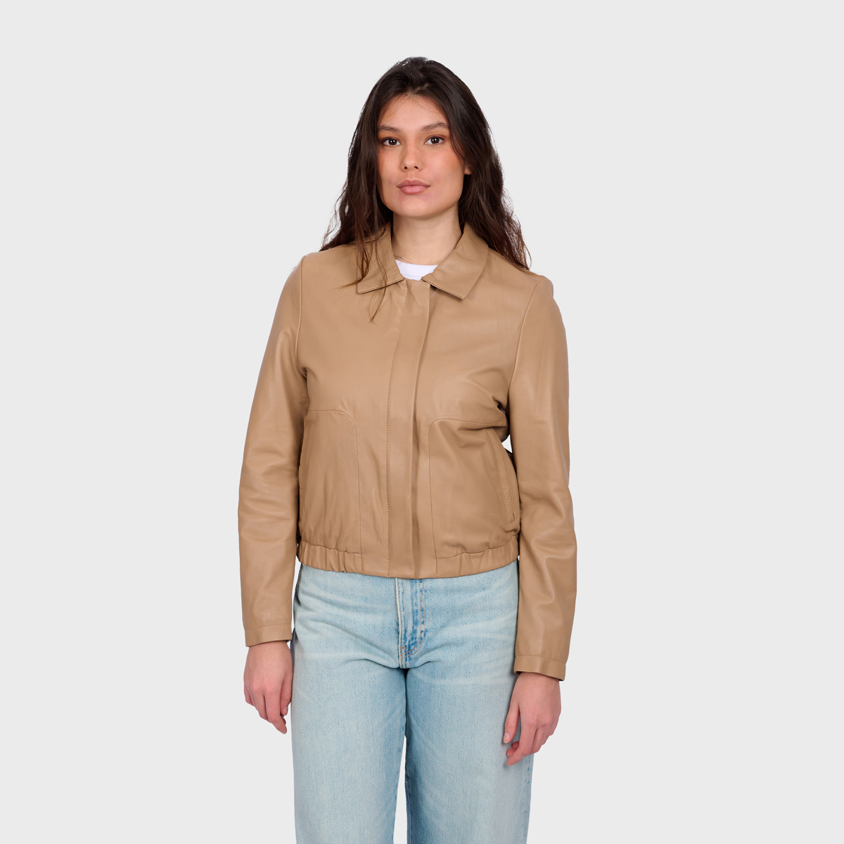 Veste en cuir à col chemise ODESSA, OAKWOOD