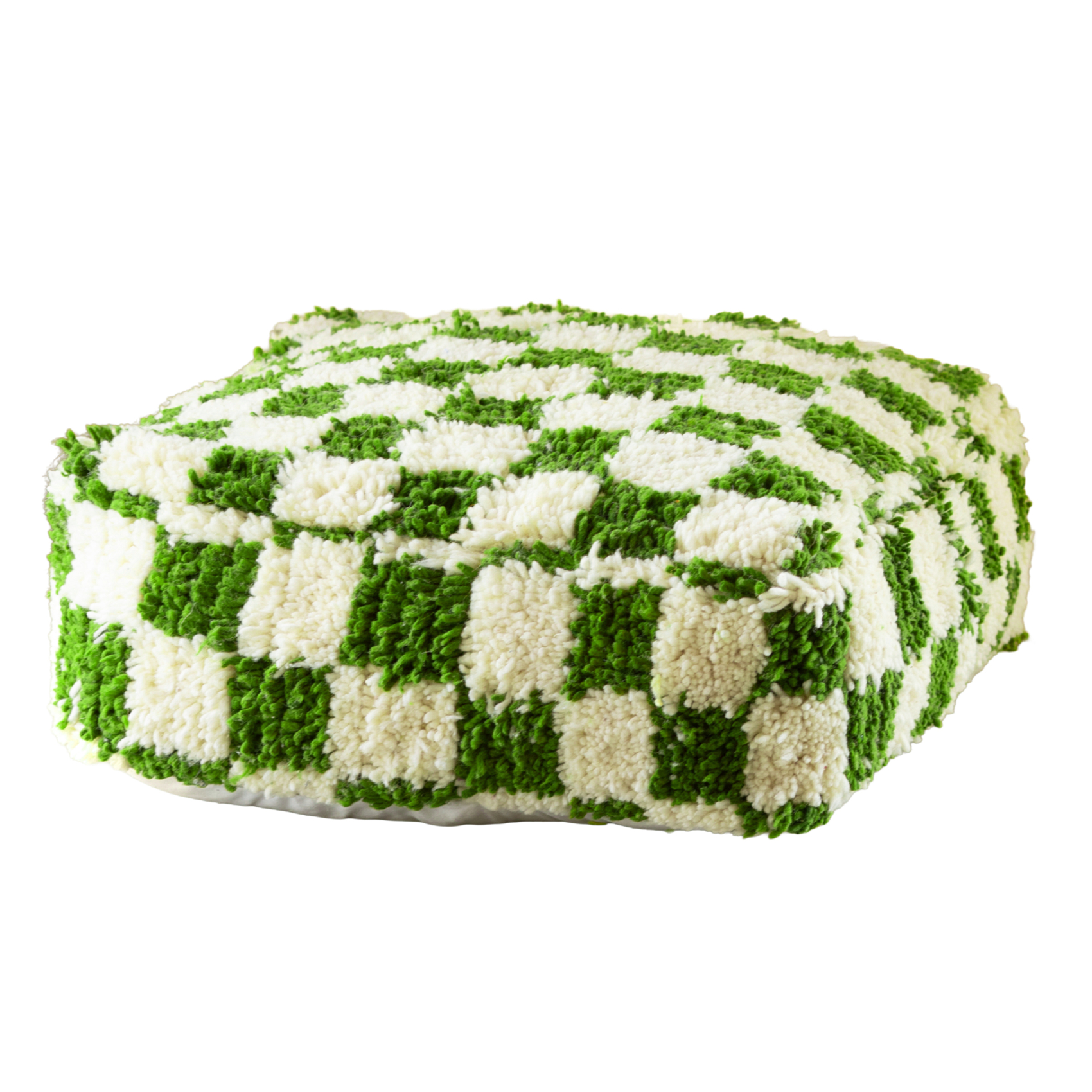 Housse de pouf damier en laine - LOJI, HOME MAISON
