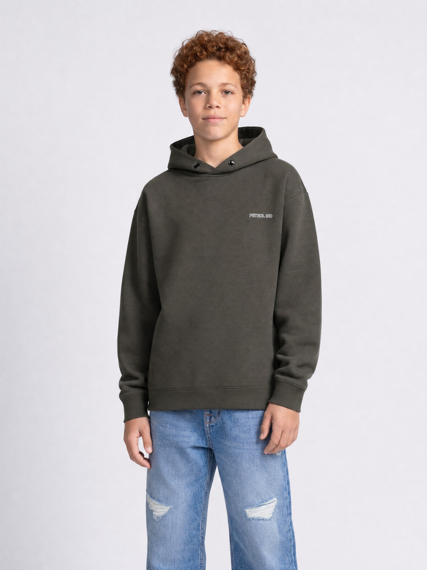 Sweat à capuche décontracté à motif gris, PETROL INDUSTRIES