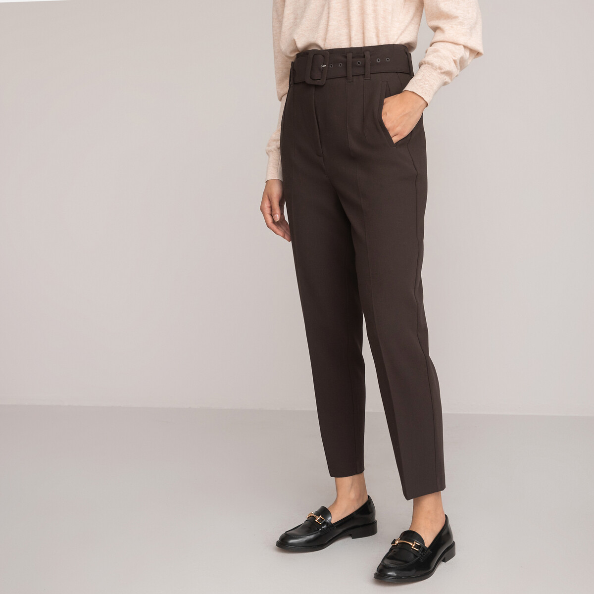 Belted Cigarette Trousers, Length 26"